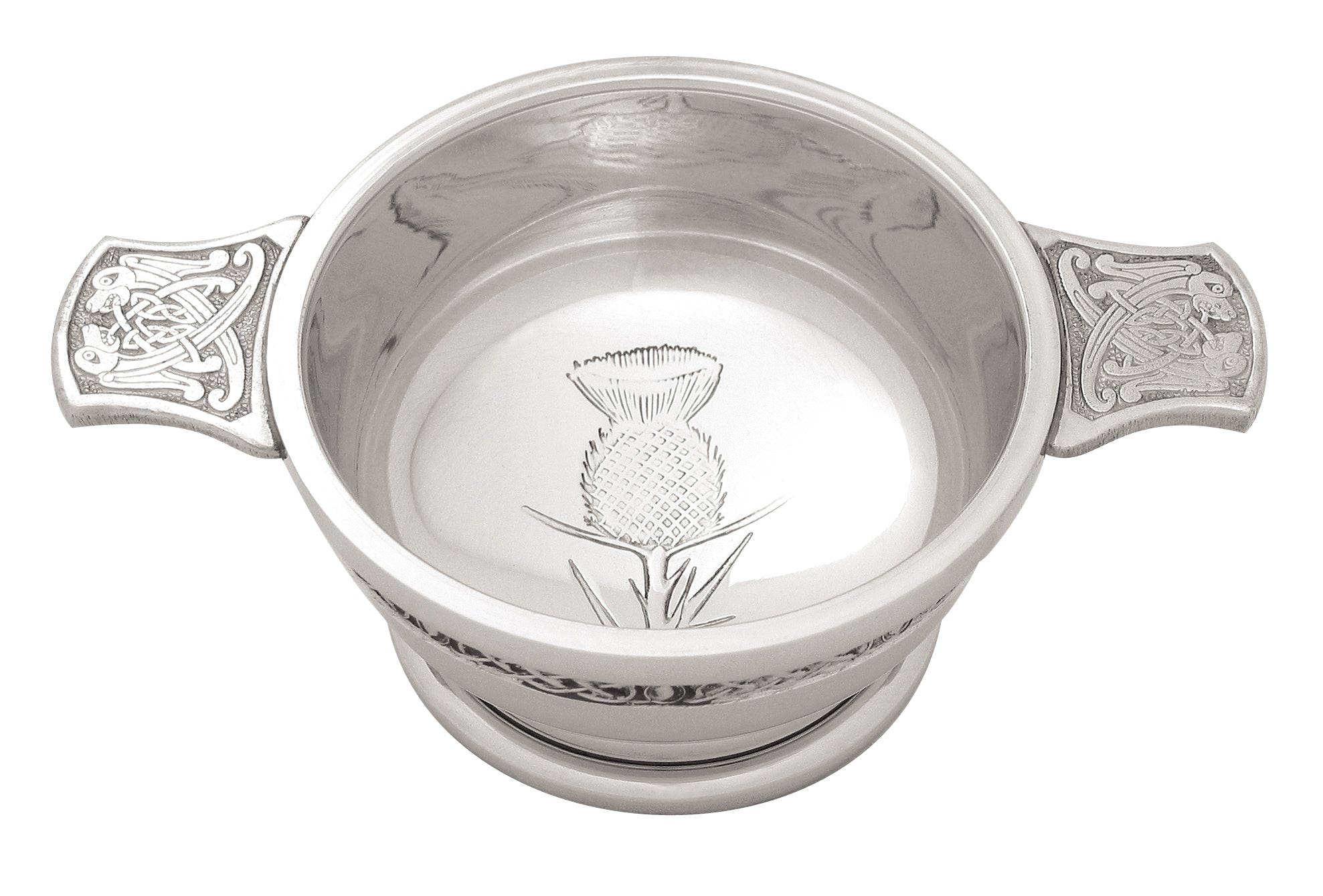 Celtic Thistle Design Quaich - Traditional Scottish Drinking Cup for Whiskey, Toasts & Ceremonial Celebrations