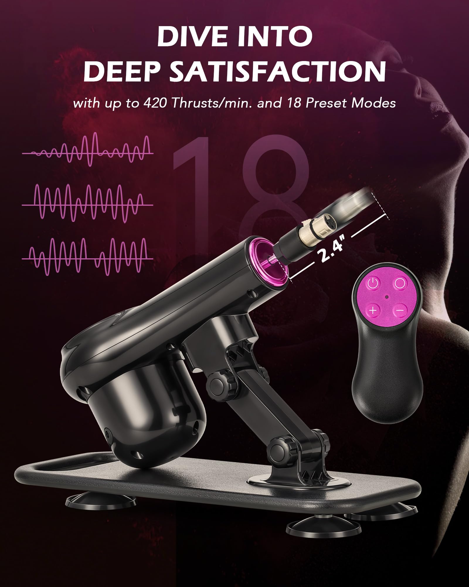 SENSUA Automatic Thrusting Sex Machine for Women & Men - 7 Attachments, Remote Control - Adult Sex Toy for Couples, Vaginal & Anal Stimulation - Perfect for Solo Play, Couples Fun & Massage