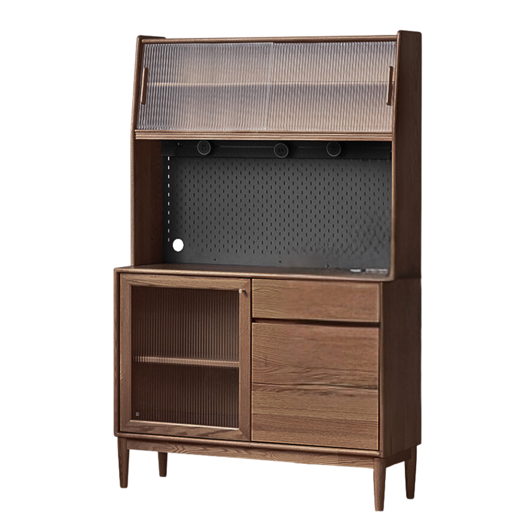 Solid Oak Wood Modern Dining Sideboard - Wall-Mounted Buffet Cabinet for Dining Room Storage & Decor