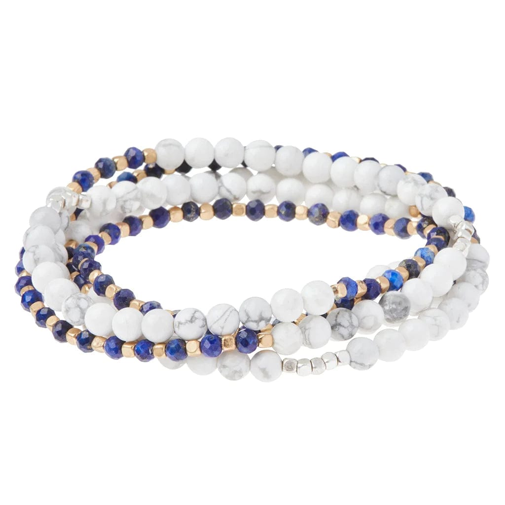 Howlite & Lapis Lazuli Duo Wrap & Pin Bracelet - Handmade Boho Beaded Jewelry for Women - Perfect for Yoga, Meditation & Spiritual Healing