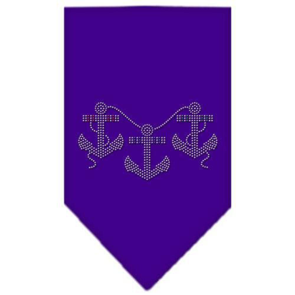 Sparkling Rhinestone Dog Bandana - Purple Anchor Design for Small Dogs | Stylish Pet Accessory for Parties, Holidays & Daily Walks