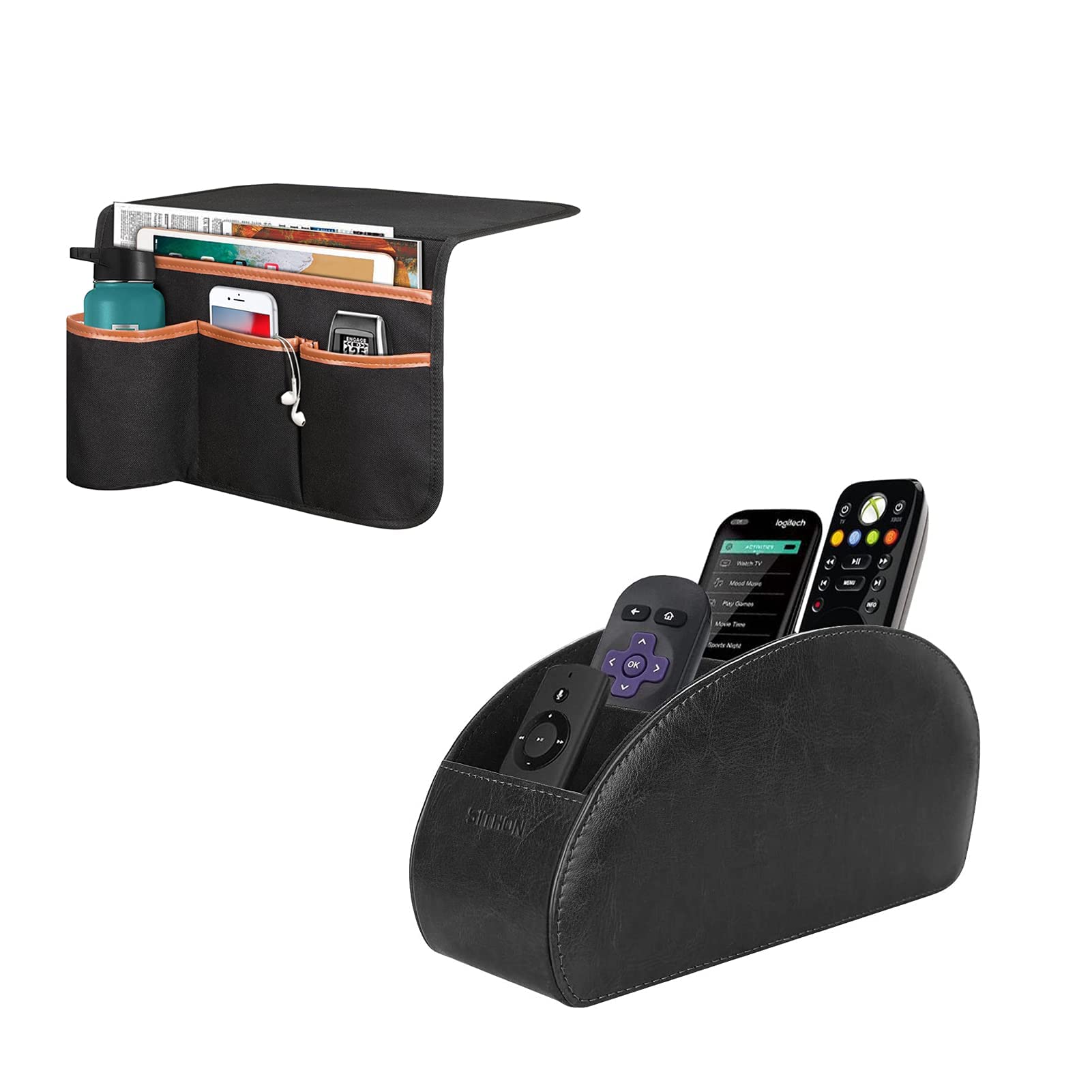 SITHON Universal Remote Control Holder with Cup Holder - Bedside Storage Organizer for TV, Sofa & Nightstand - Perfect for Living Room, Bedroom & Office Organization