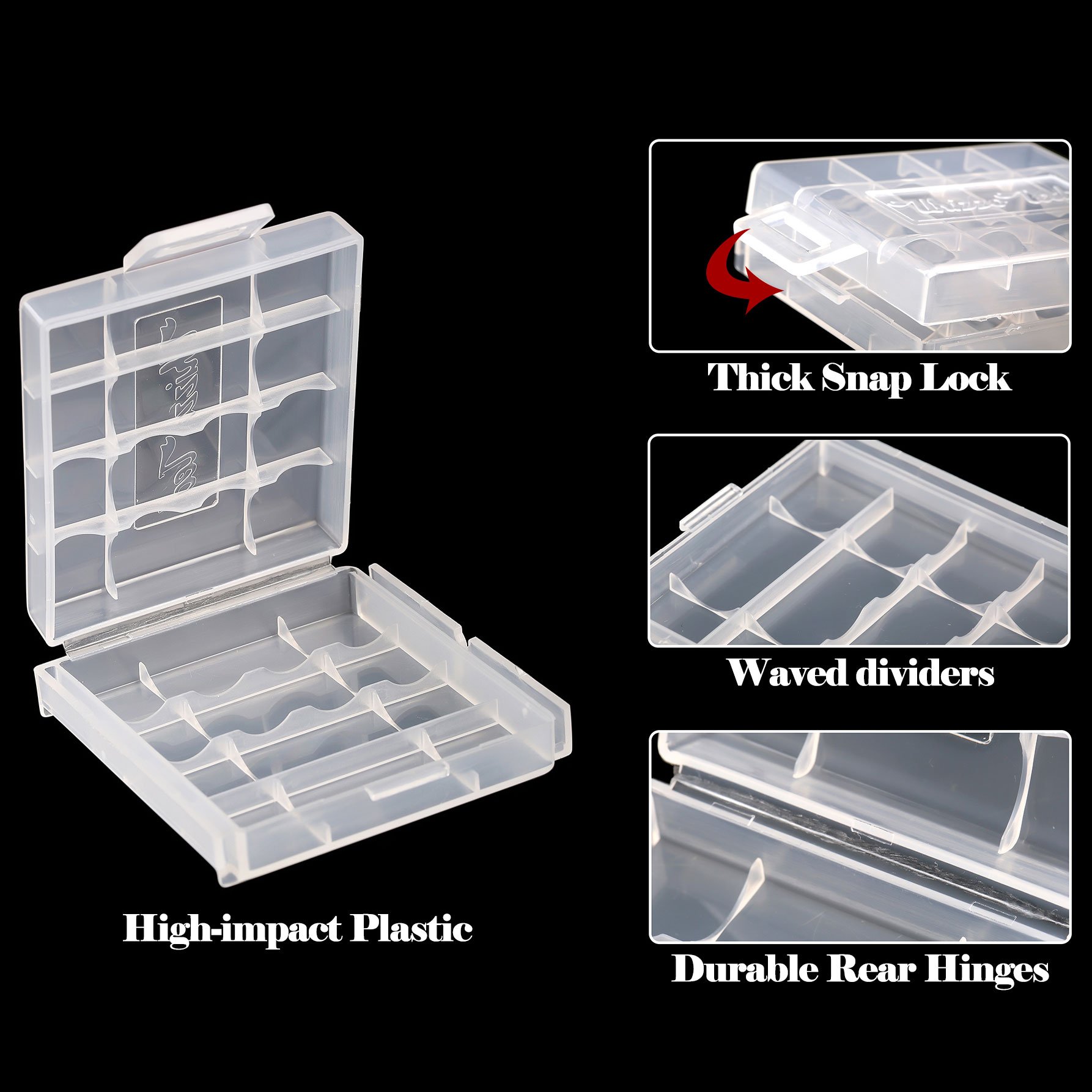 Whizzotech 12-Pack Clear AA/AAA Battery Storage Case with Charge Indicator - Organize & Protect Batteries for Home, Office, Travel & Emergency Kits
