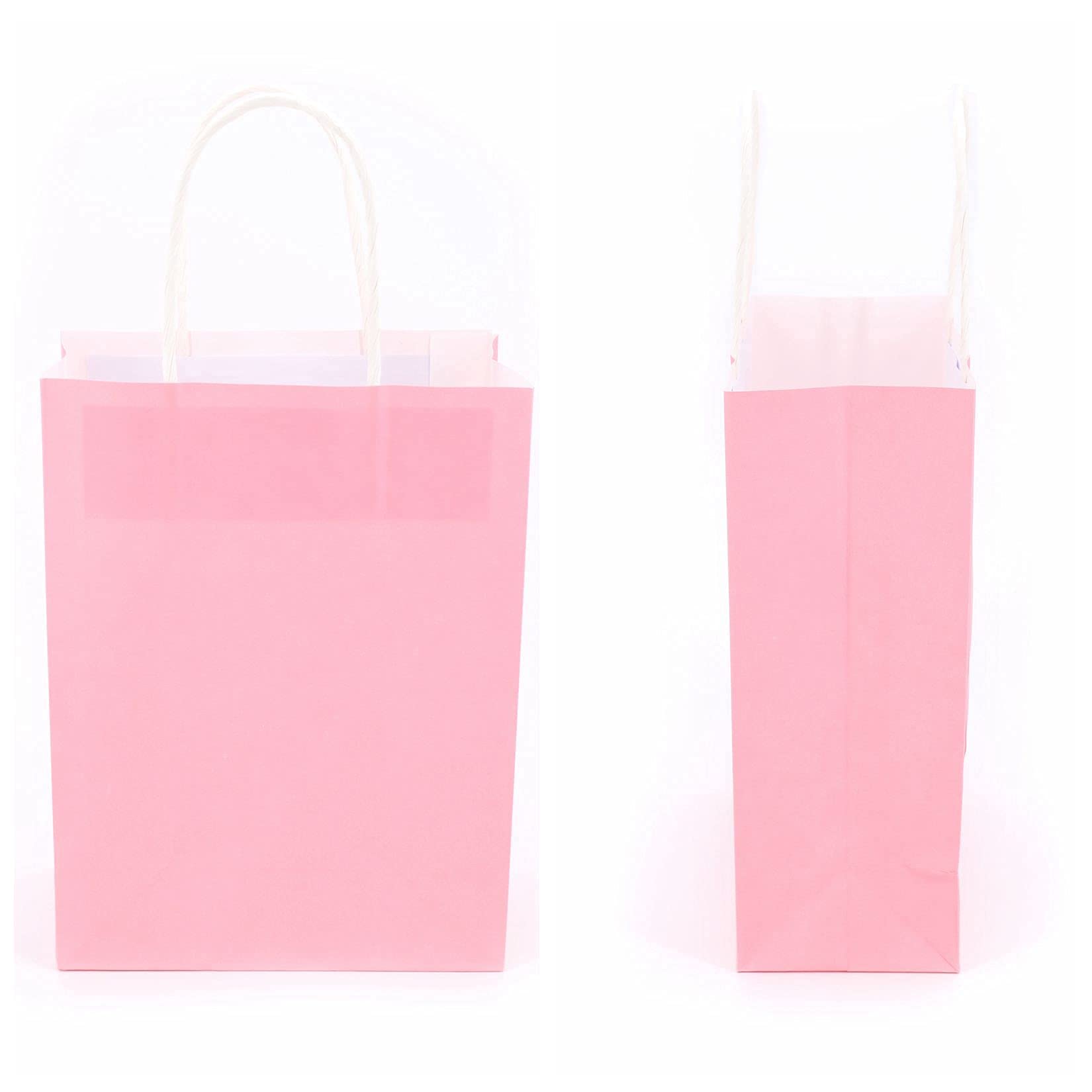 10 Pack Pink Kraft Paper Gift Bags with Handles - Small Party Favor Bags for Christmas, Birthday, Wedding & Celebrations | Perfect for Candy, Treats, Small Gifts & Party Favors