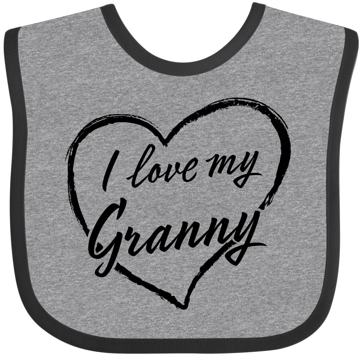 Inktastic I Love My Granny Black Chalk Heart Baby Bib - Cute & Soft Cotton Drool Bib for Infants, Perfect Gift for Grandparents Day, Baby Showers & Newborn Essentials