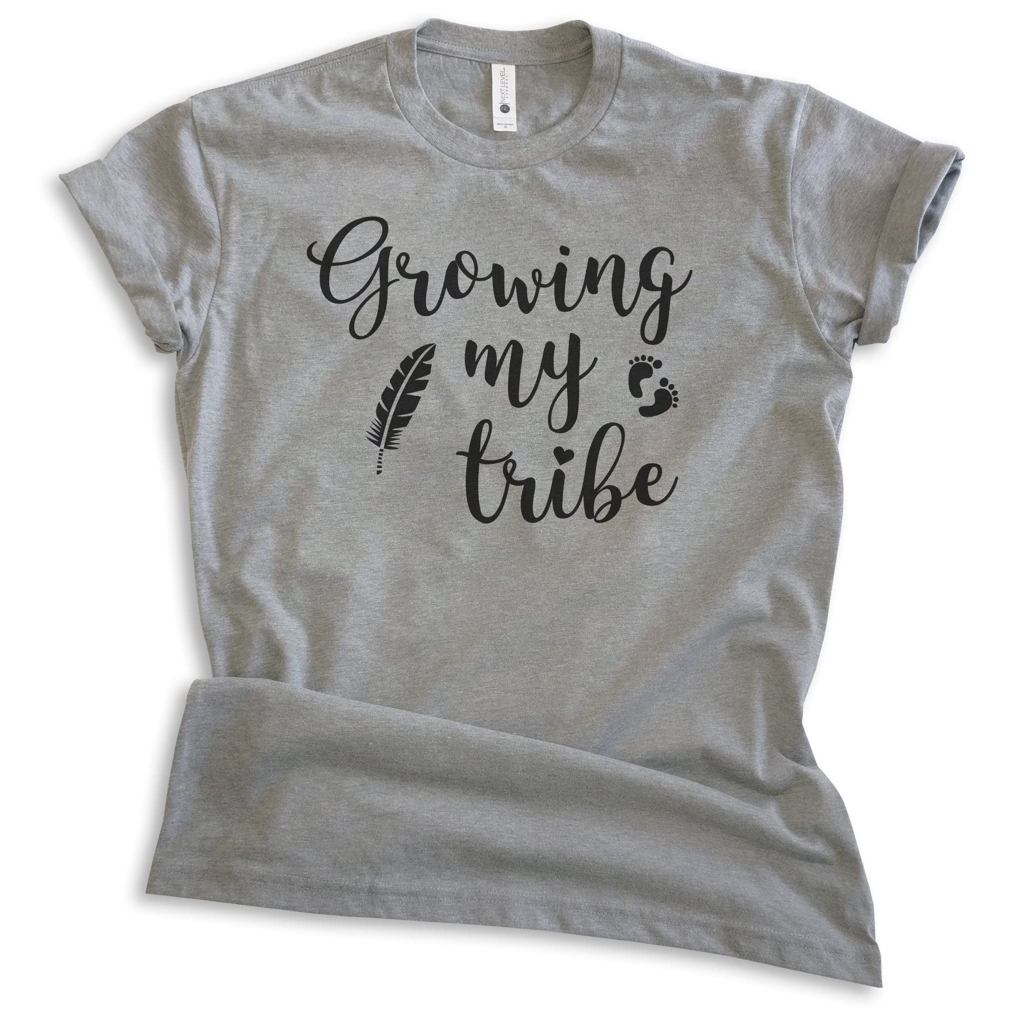 EVERTREE CLOTHING Growing My Tribe T-Shirt - Unisex Comfort Fit Cotton Tee for Pregnancy Announcement & New Moms | Perfect for Baby Reveal, Maternity Photos & Family Bonding