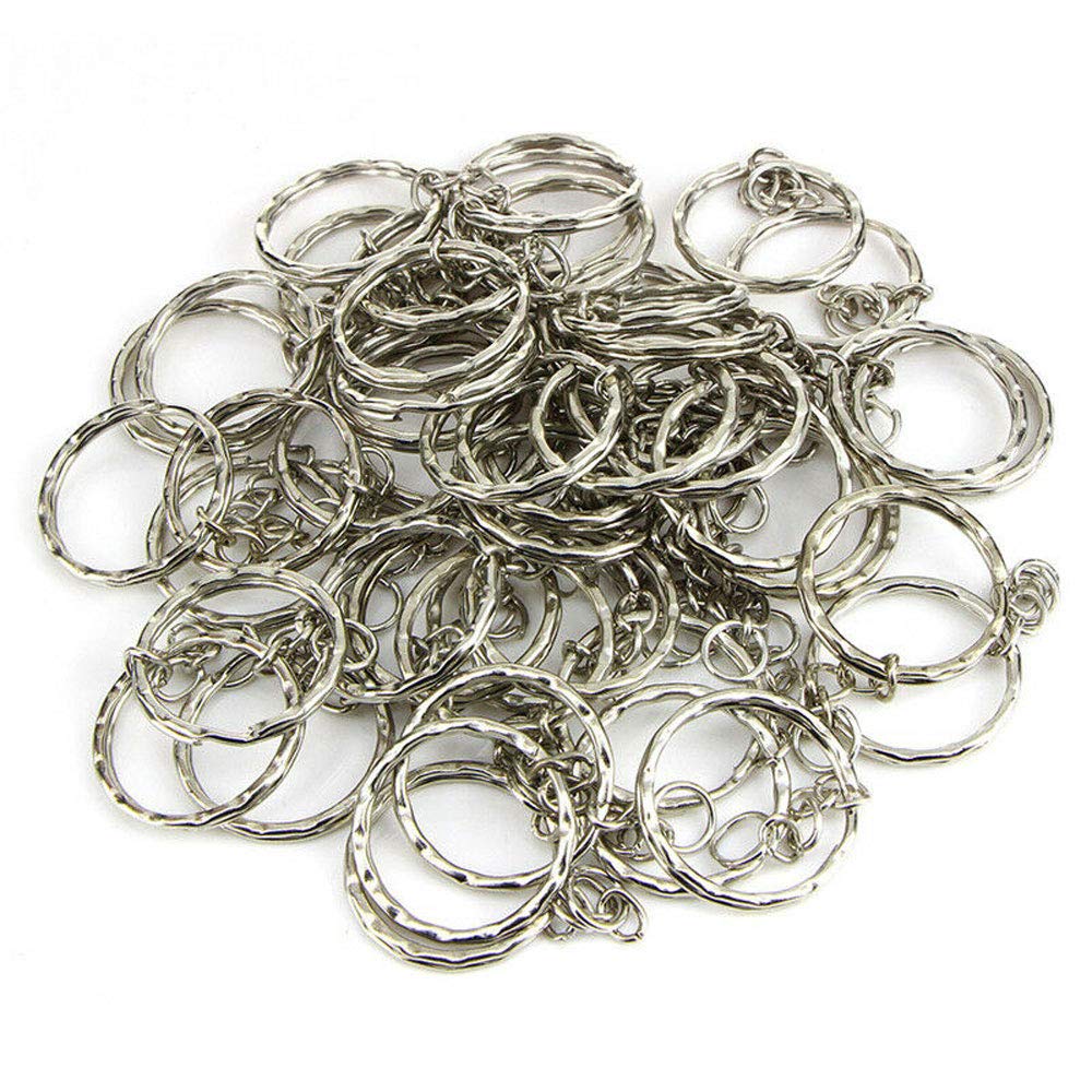 50PCS DIY 25mm Polished Silver Keyring Keychain Split Ring Short Chain Key Ring - Perfect for Key Organization, Gift Tags, Bag Charms & Craft Projects