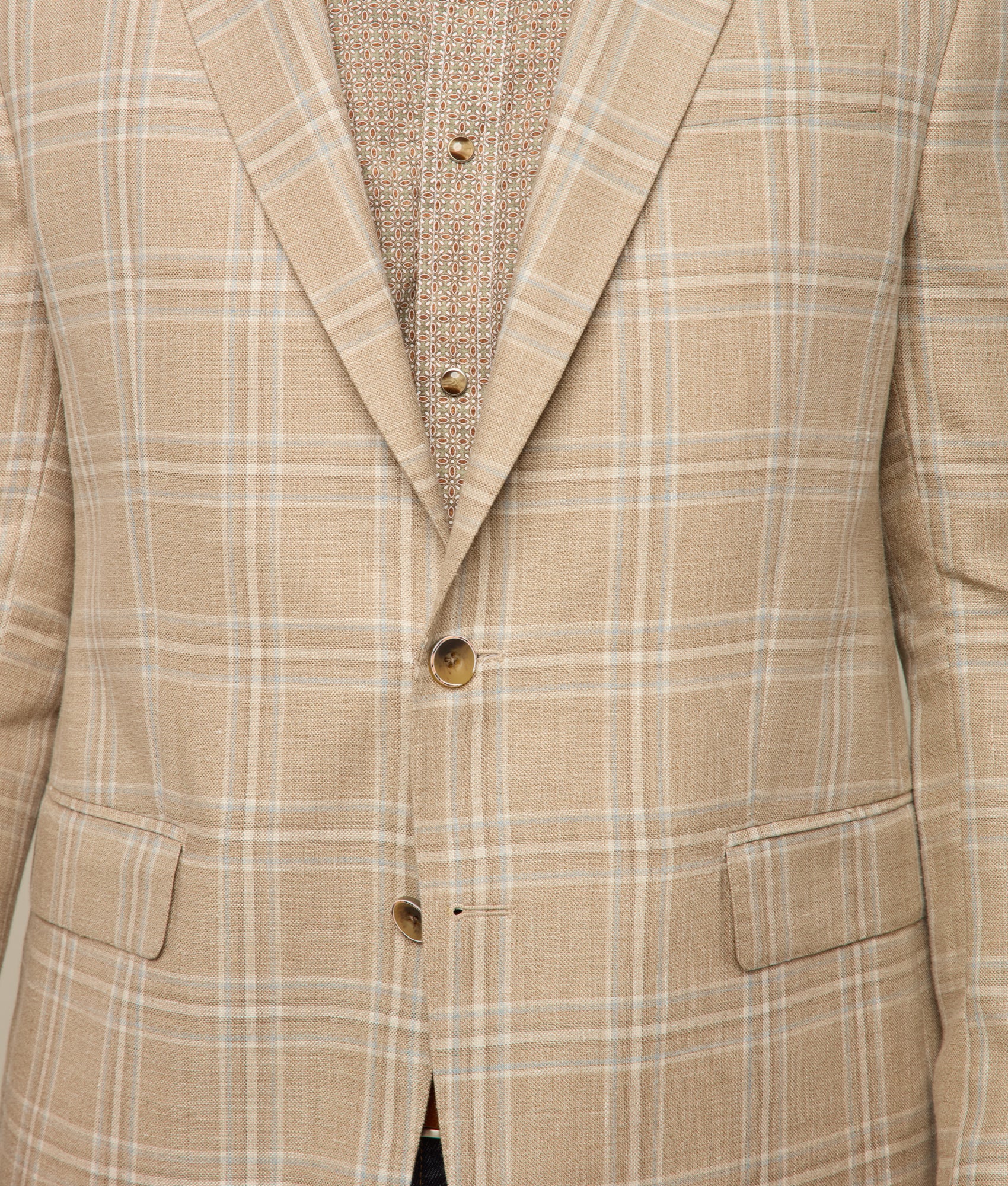 Lucchese Men's Beige & Light Blue Plaid Sport Coat - Classic Casual Blazer for Business, Office & Outdoor Events