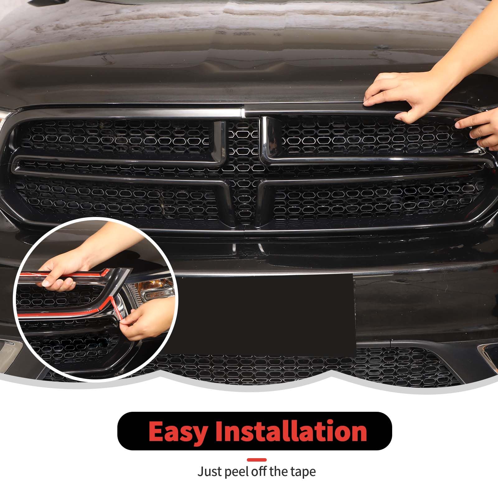 Black Front Grille Inserts Trim Cover for Dodge Durango 2011-2020 - Exterior Accessories & Grill Frame Decoration | Upgrade Your SUV's Style for Off-Road Adventures & Daily Commutes