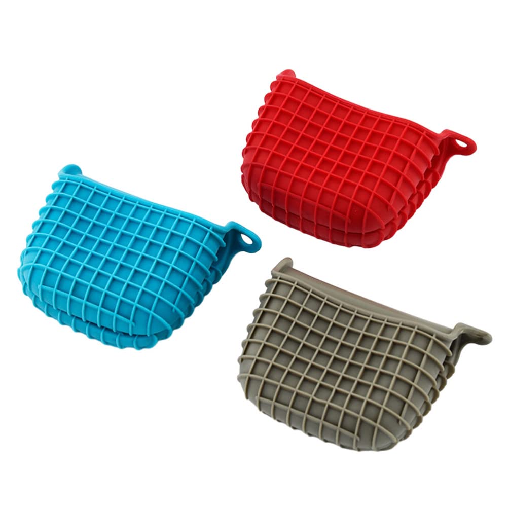 3-Piece Silicone Heat-Resistant Pot Holders - Non-Slip Microwave Oven Mitts & Grips for Cooking, Baking, and Serving Hot Dishes - Perfect for Kitchen, BBQ, and Camping Use