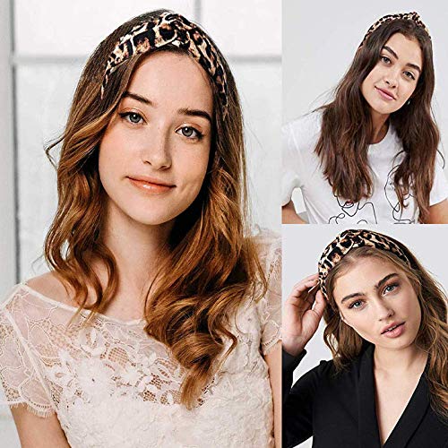 Belicia Leopard Print Headbands for Women & Girls - Fashionable Elastic Hair Bands with Twisted Criss Cross Design - Perfect for Workouts, Yoga, Sports and Everyday Style