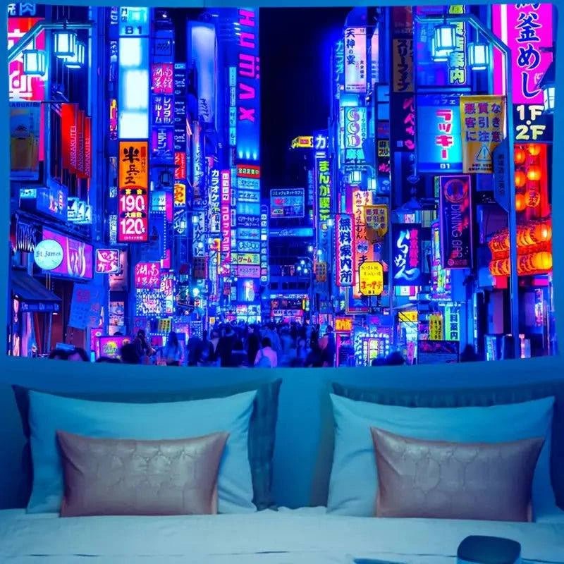 Tokyo City Official Glow in The Dark UV Tapestry Wall Art - Perfect for Bedroom, Dorm Room & Anime Decor