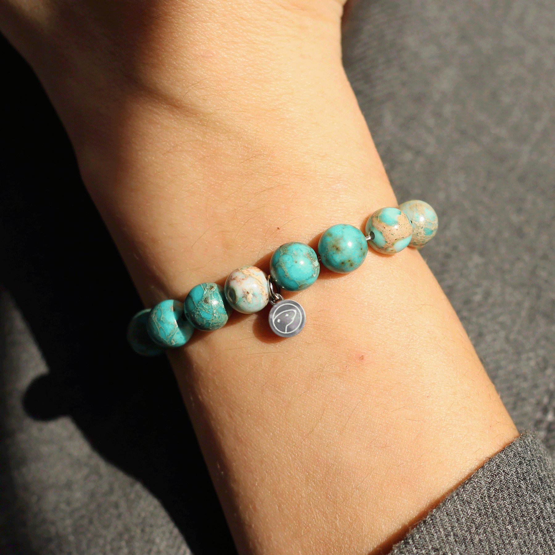 Lake Blue Emperor Bracelet - Handmade Adjustable Beaded Bracelet for Men, Natural Stone & Leather Cord, Spiritual Healing Jewelry - Perfect for Meditation, Yoga, Gifts & Everyday Wear