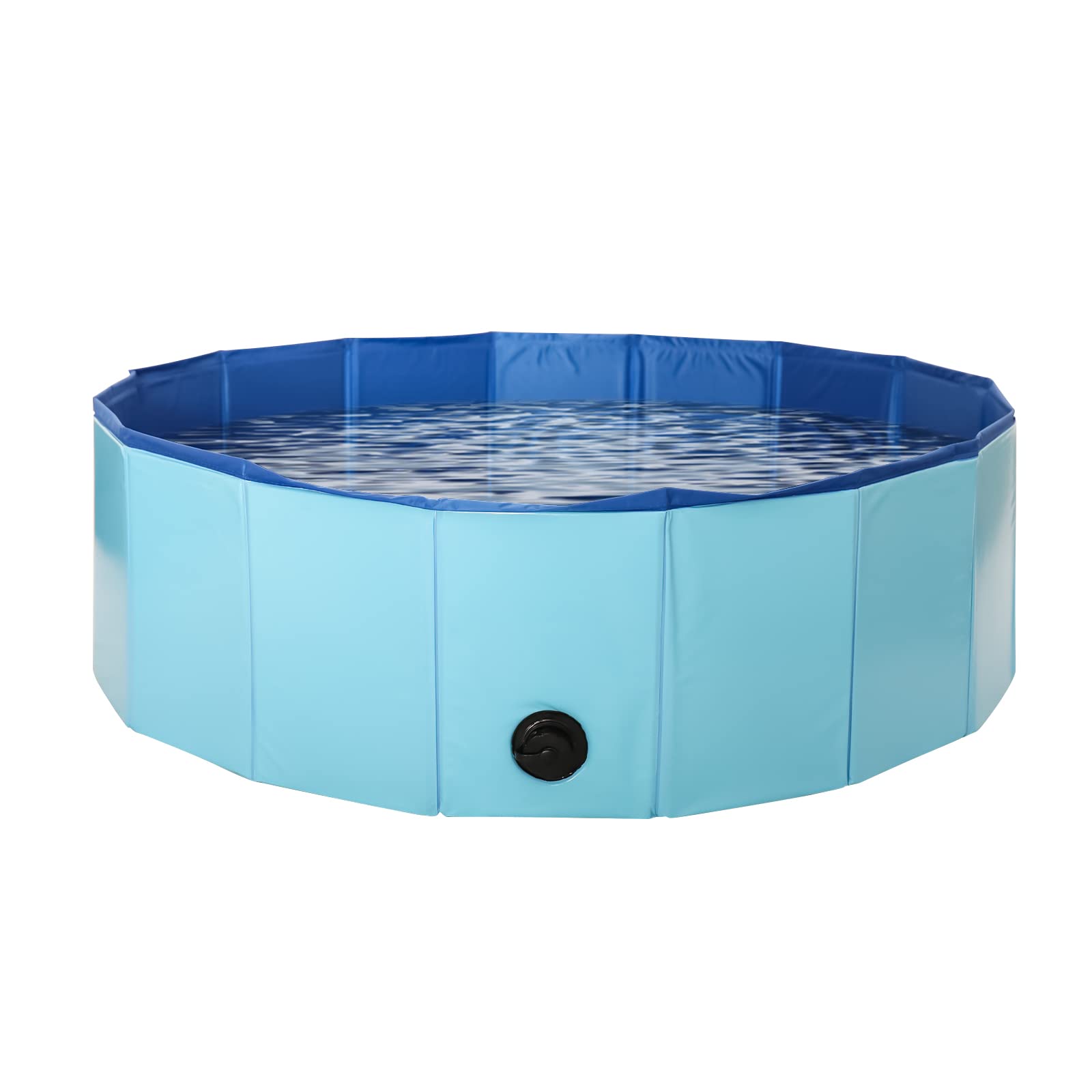 Foldable PVC Pet Swimming Pool - Portable Collapsible Dog Bath Tub for Indoor & Outdoor Use, Blue (47