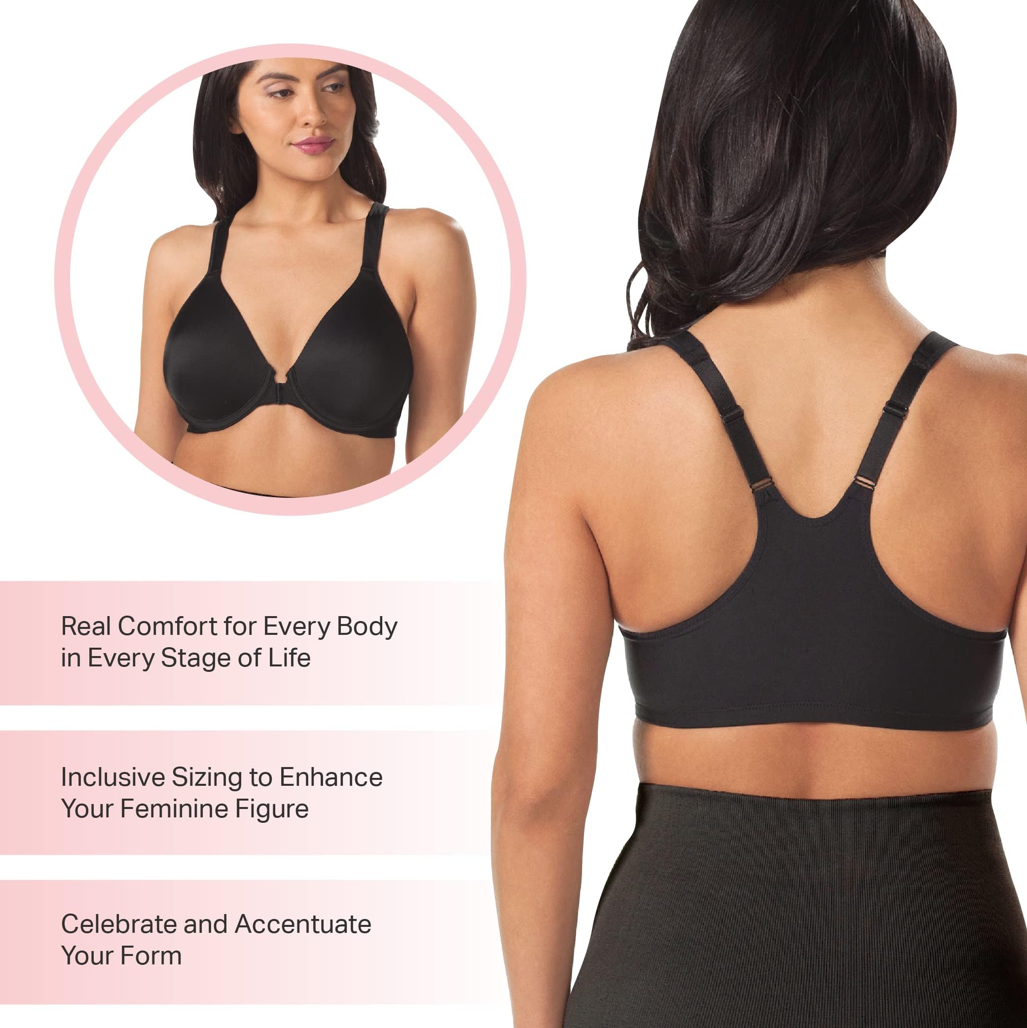 LEADING LADY Brigitte Racerback Front-Closure Bra - Molded, Padded, Seamless T-Shirt Bra for Women | Plus Size Support | Comfortable Everyday Wear for Workouts, Yoga & Daily Activities