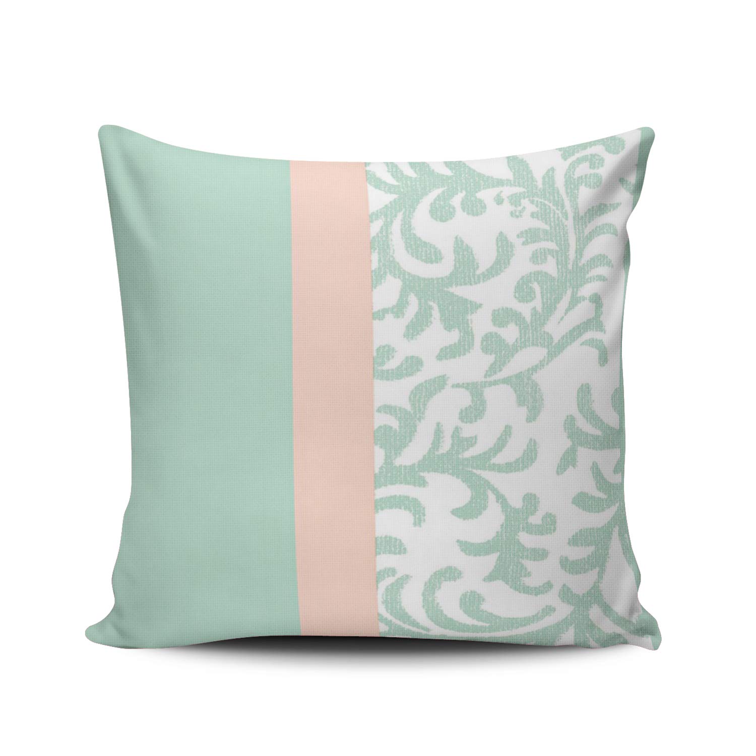 WULIHUA Floral Pillow Covers 24x24 Inches - Mint Green & Peach Pink Modern Decorative Throw Pillow Cases for Sofa, Bed, Living Room | Double Sided Printed Square Cushion Covers for Home Decor