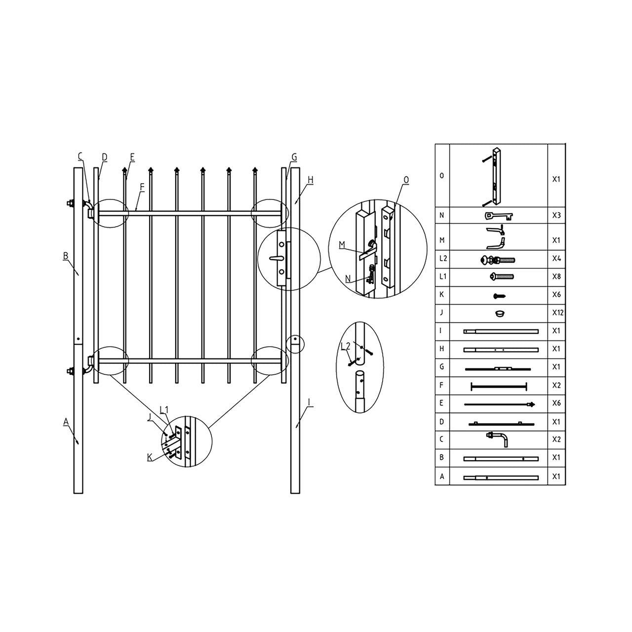 Aleko DIY Steel Pedestrian Gate Kit - ATHENS Style 3x5 Feet - Durable & Easy Installation for Backyard, Garden, and Driveway Security