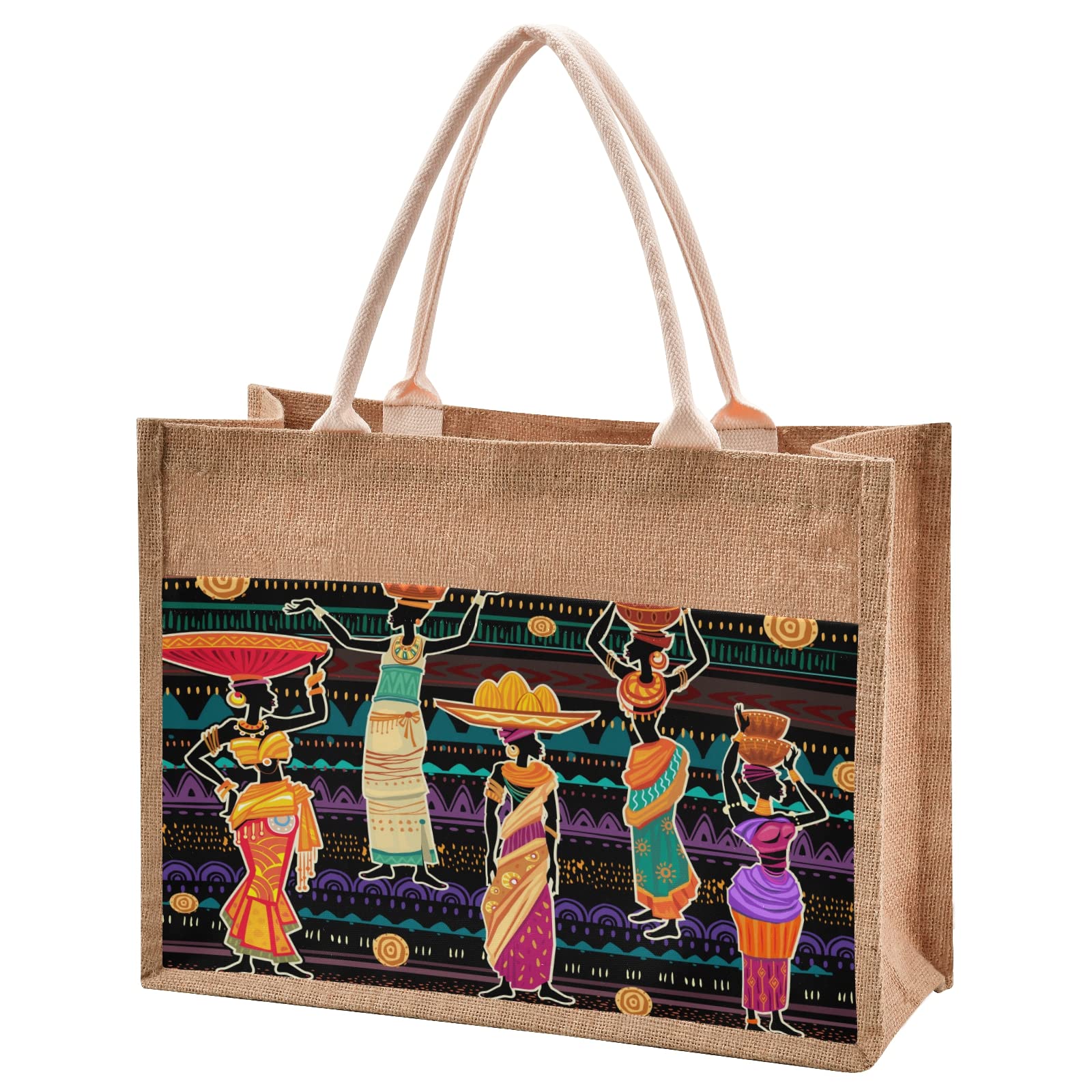Eco-Friendly Jute Tote Bags for Women - Reusable Ethnic Burlap Straw Beach Bag - Perfect for Shopping, Groceries, Beach Trips & Wedding Gifts | Sustainable Fashion Accessory