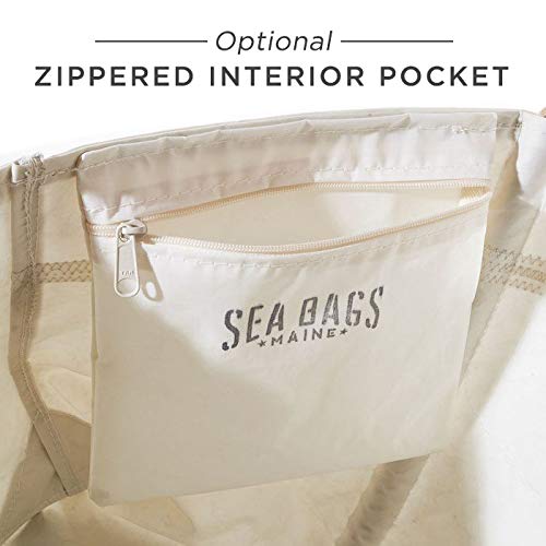 Eco-Friendly Recycled Sailcloth Tote Bag with White Anchor & Sea Glass Print - Large Beach Bag, Travel Tote, Work Bag with Rope Handles | Perfect for Beach Trips, Grocery Shopping & Daily Commute