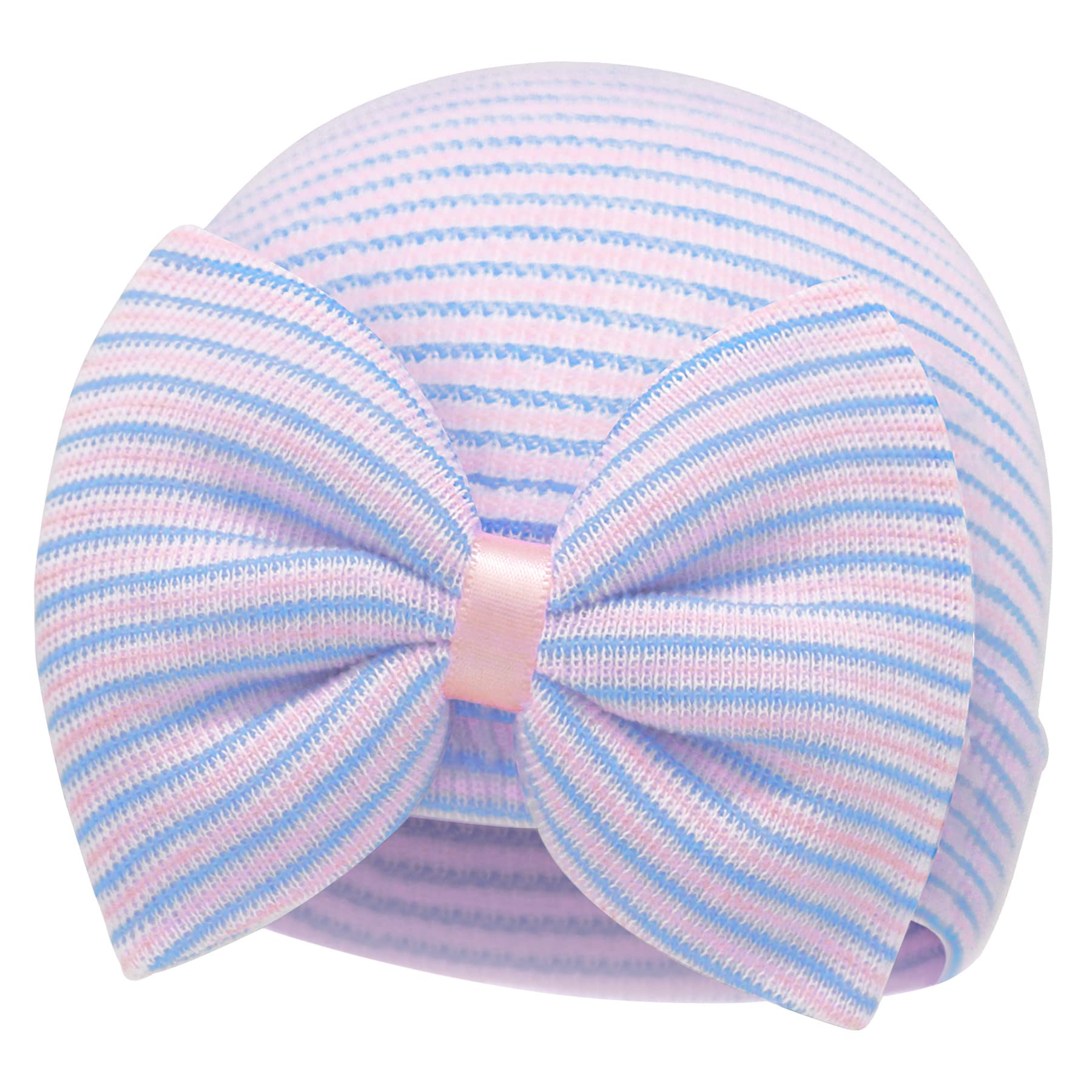 Olreco Newborn Baby Hats for Girls 0-6 Months - Soft Cotton Hospital Beanie with Headbands & Bows | Perfect for Newborn Photography, Nursery Essentials & Baby Shower Gifts