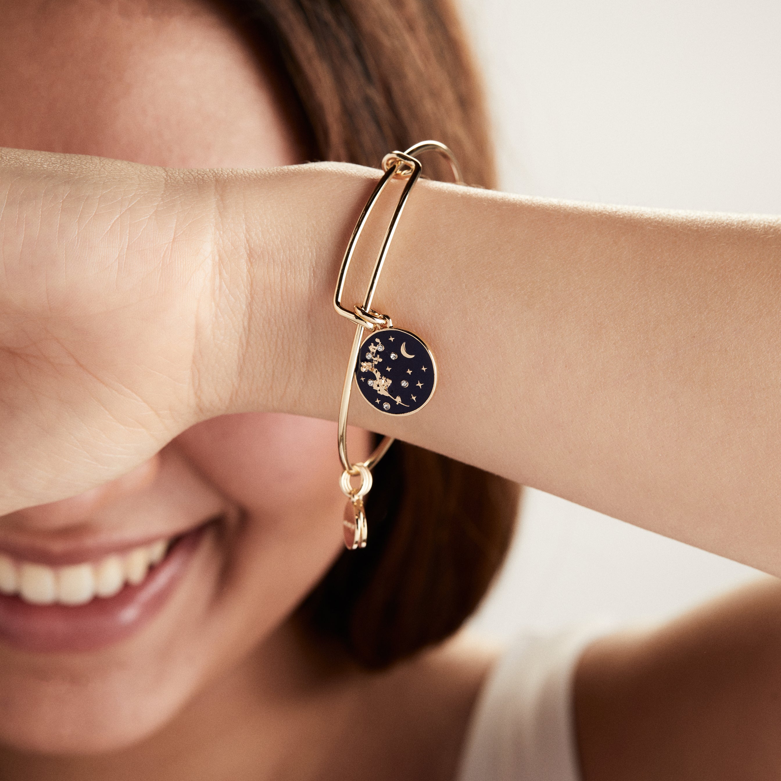 Empower Mimosa Flower Charm Bangle Bracelet - Elegant Gold-Tone Jewelry for Women, Dainty Adjustable Wrist Bracelet - Perfect for Everyday Wear, Gift Giving & Special Occasions