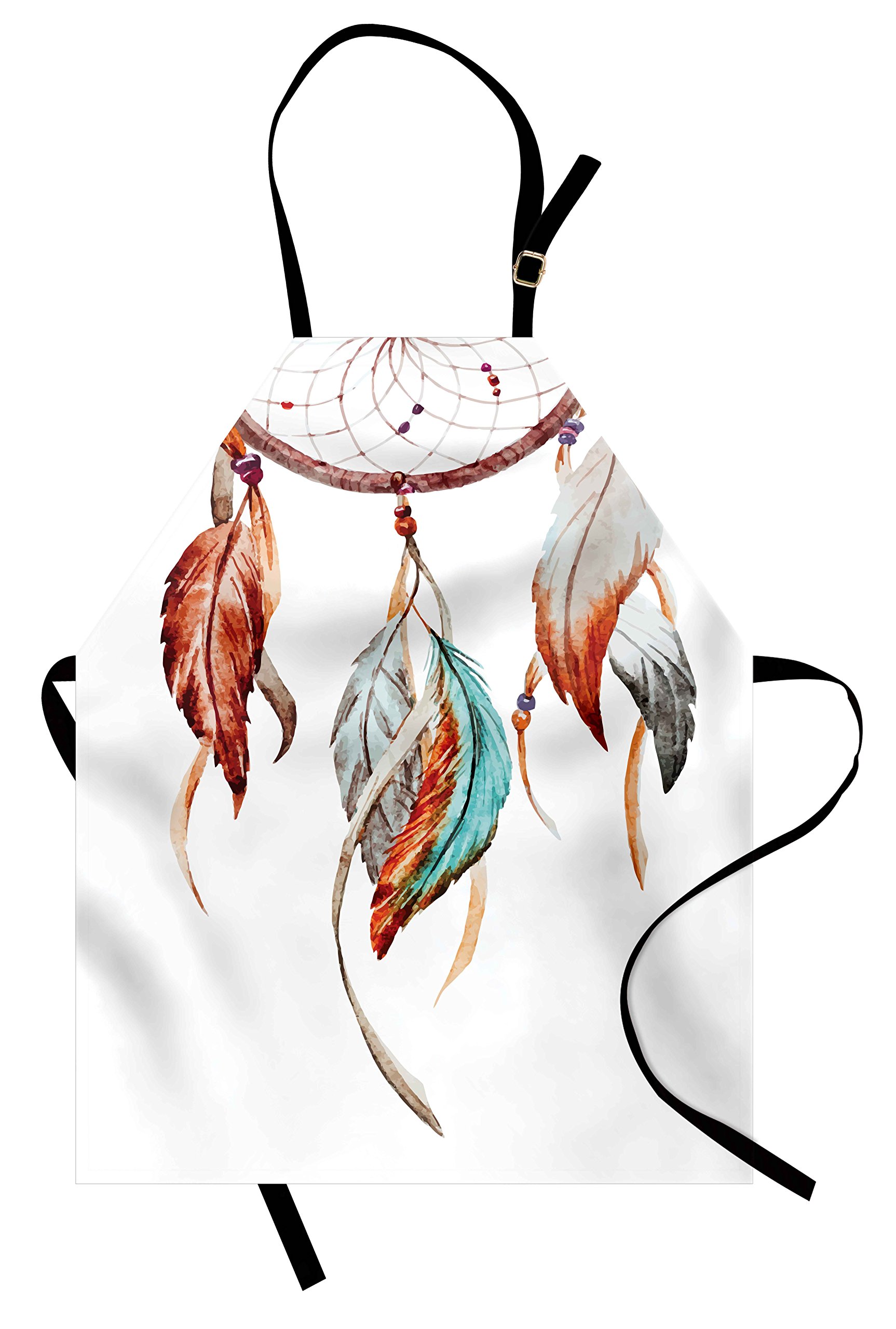 Ambesonne Feather Apron - Adjustable Unisex Kitchen Bib for Cooking & Gardening - Sienna Seafoam