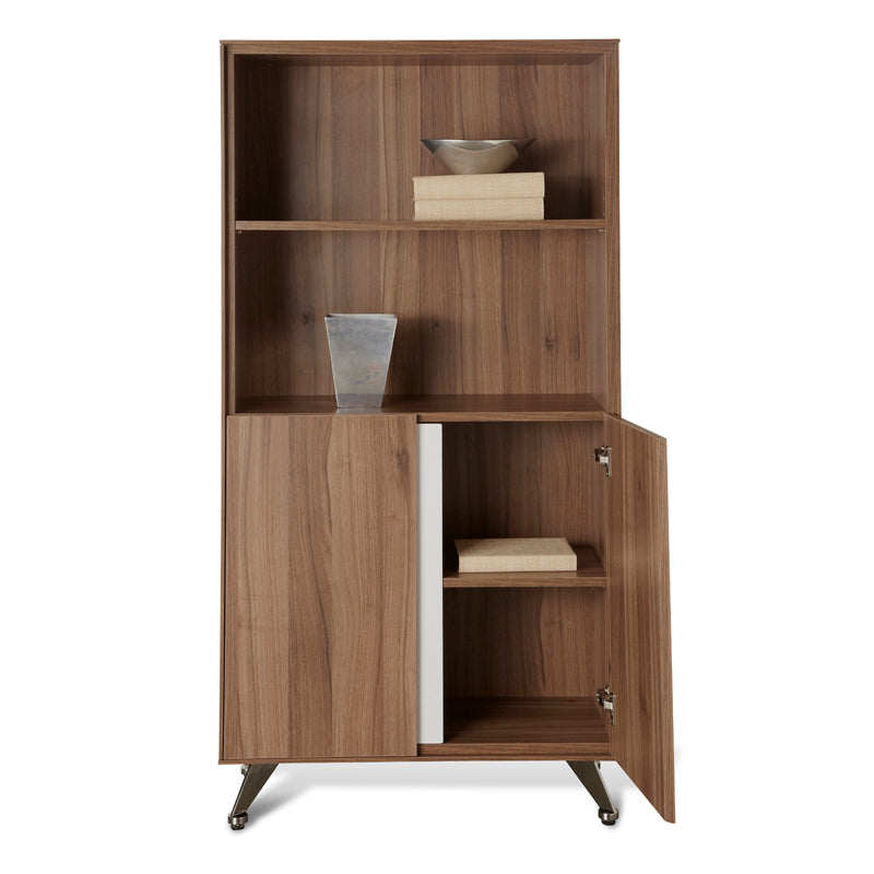 300 Series 2 Shelf Solid Wood Bookcase with Enclosed Storage Cabinet - Perfect for Living Room, Home Office & Bedroom Organization