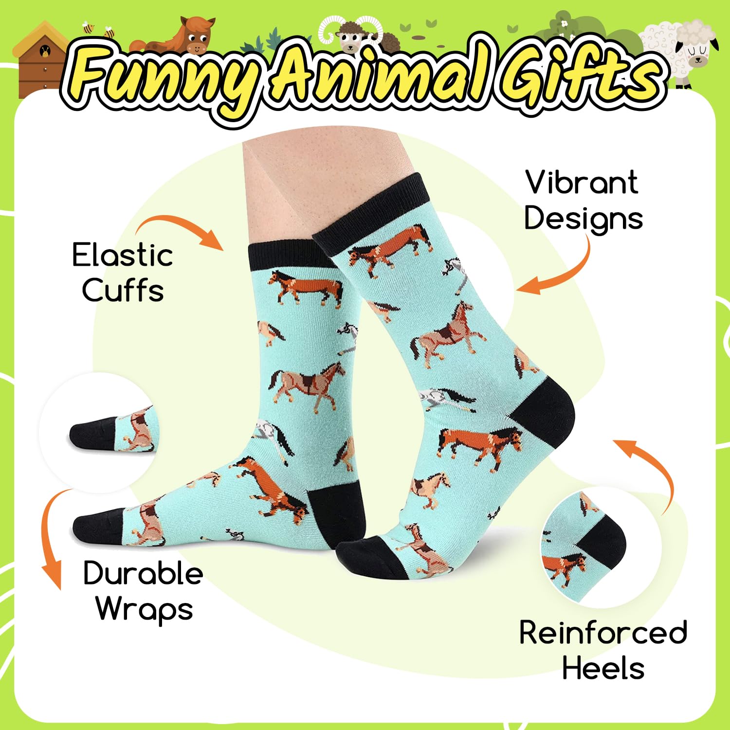 HappyPop Funny Animal Novelty Socks for Women & Girls - Cute Llama, Horse, Cow Crazy Socks - Perfect Gift for Teens, Birthday, Christmas | Wear for Parties, Gifts, Casual Fun