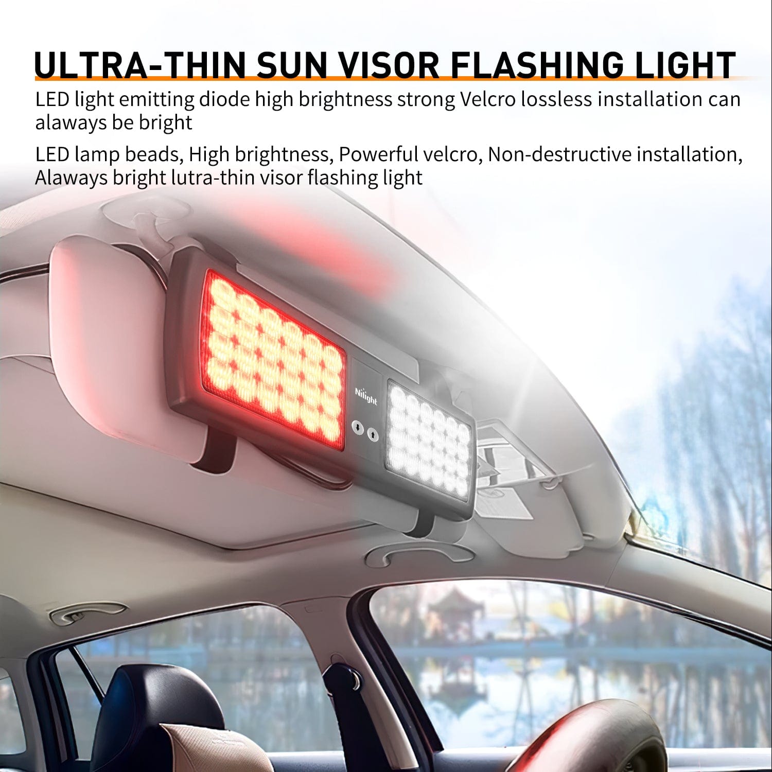 48 LED Red & White Emergency Strobe Warning Lights - High Visibility Safety Beacon for Vehicles, Trucks, Construction Sites & Emergency Response