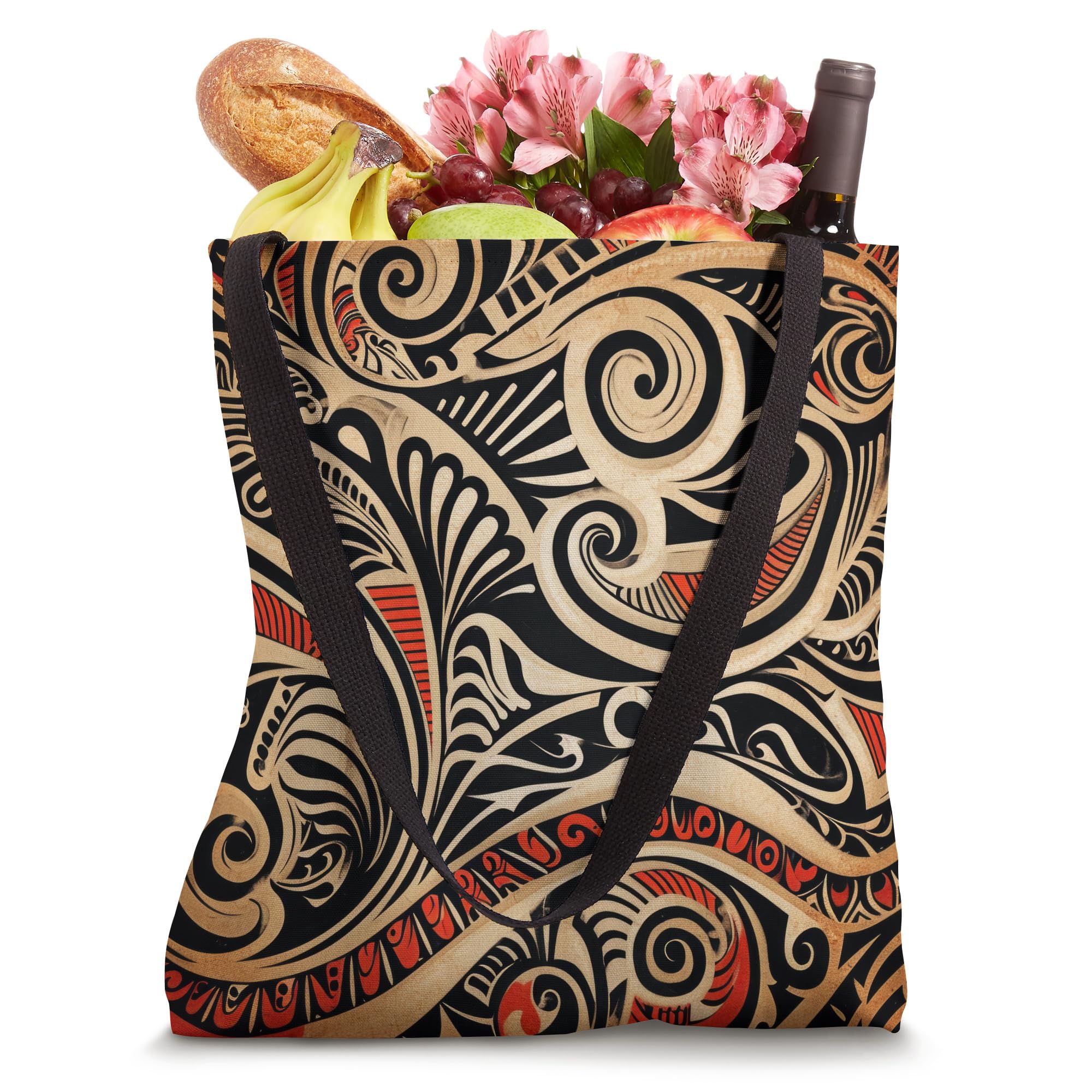 Stylish Maori Pattern Tote Bag - Eco-Friendly Canvas Shopping Bag for Women & Men - Perfect for Beach, Grocery Shopping & Daily Use
