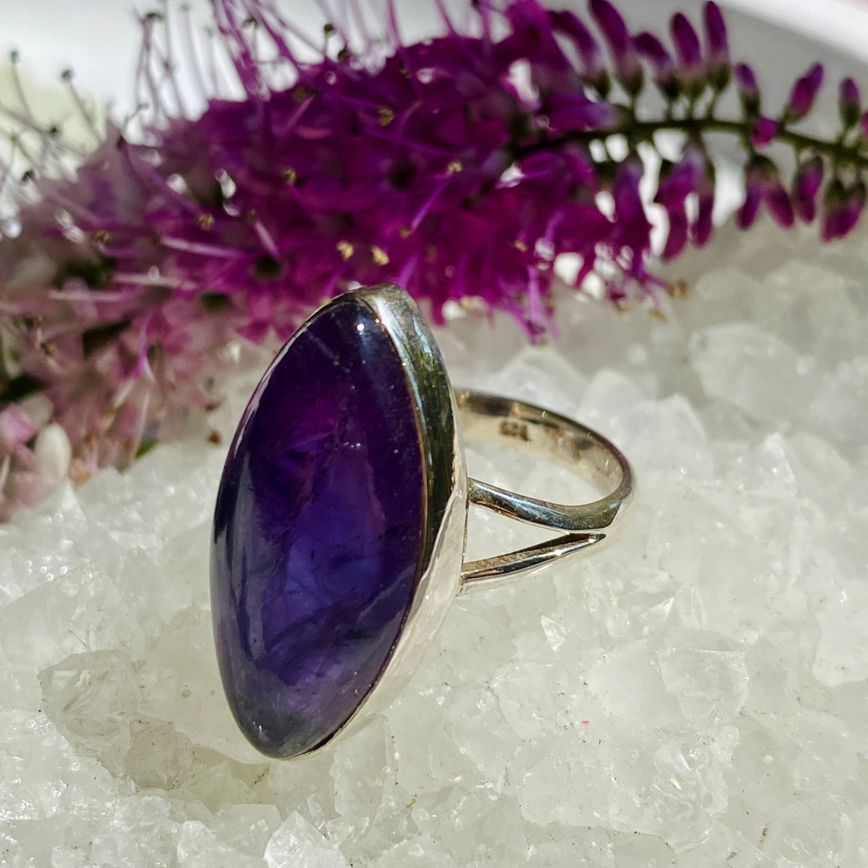 Amethyst Marquise Cabochon Ring Size 7 - KPGJ1338 | Elegant Purple Gemstone Jewelry for Women, Perfect for Weddings & Special Occasions