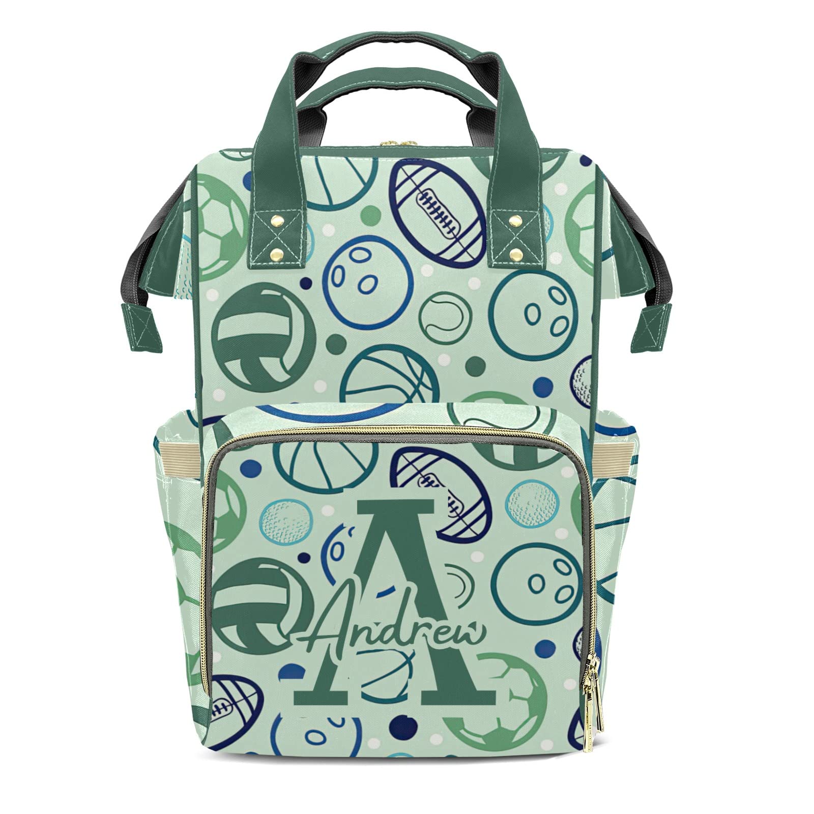 Personalized Sport Diaper Backpack for Volleyball Football Bowling - Custom Name Mommy Daddy Nursing Bag - Baby Shower Gift for Parents - Perfect for Games, Travel & Outings