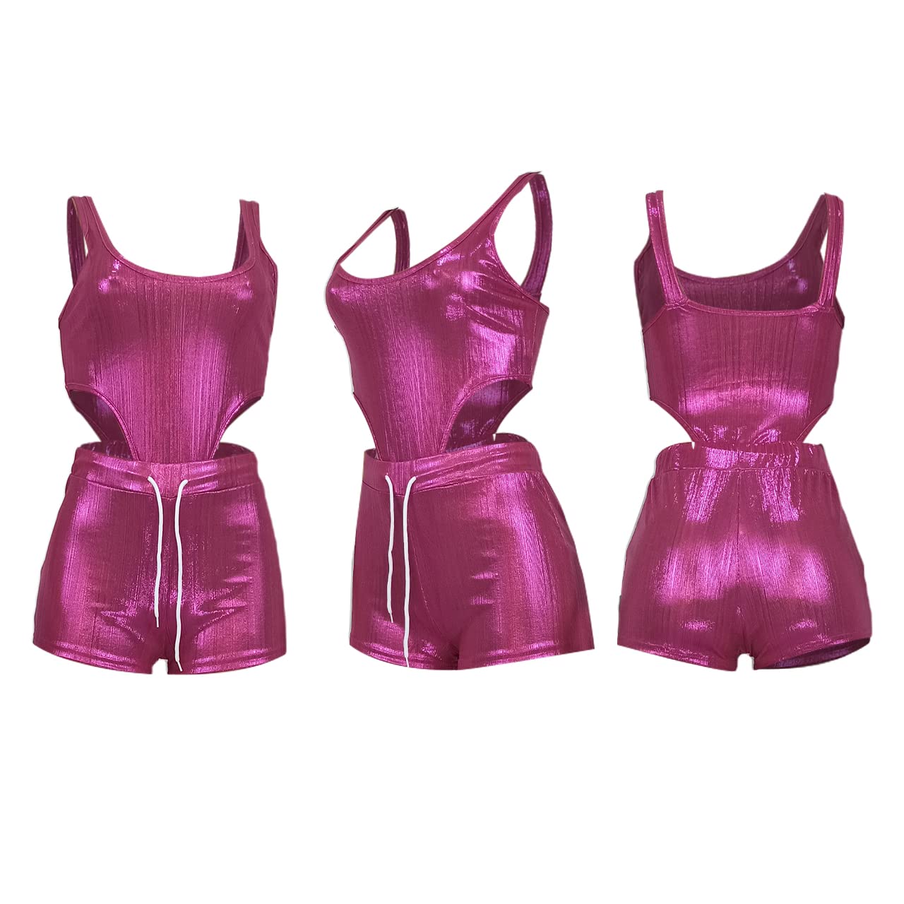 Sexy 2 Piece Bodysuit Set for Women - Sleeveless Crop Top & Skinny Jogger Pants Outfit | Gym, Lounge, Streetwear Fashion