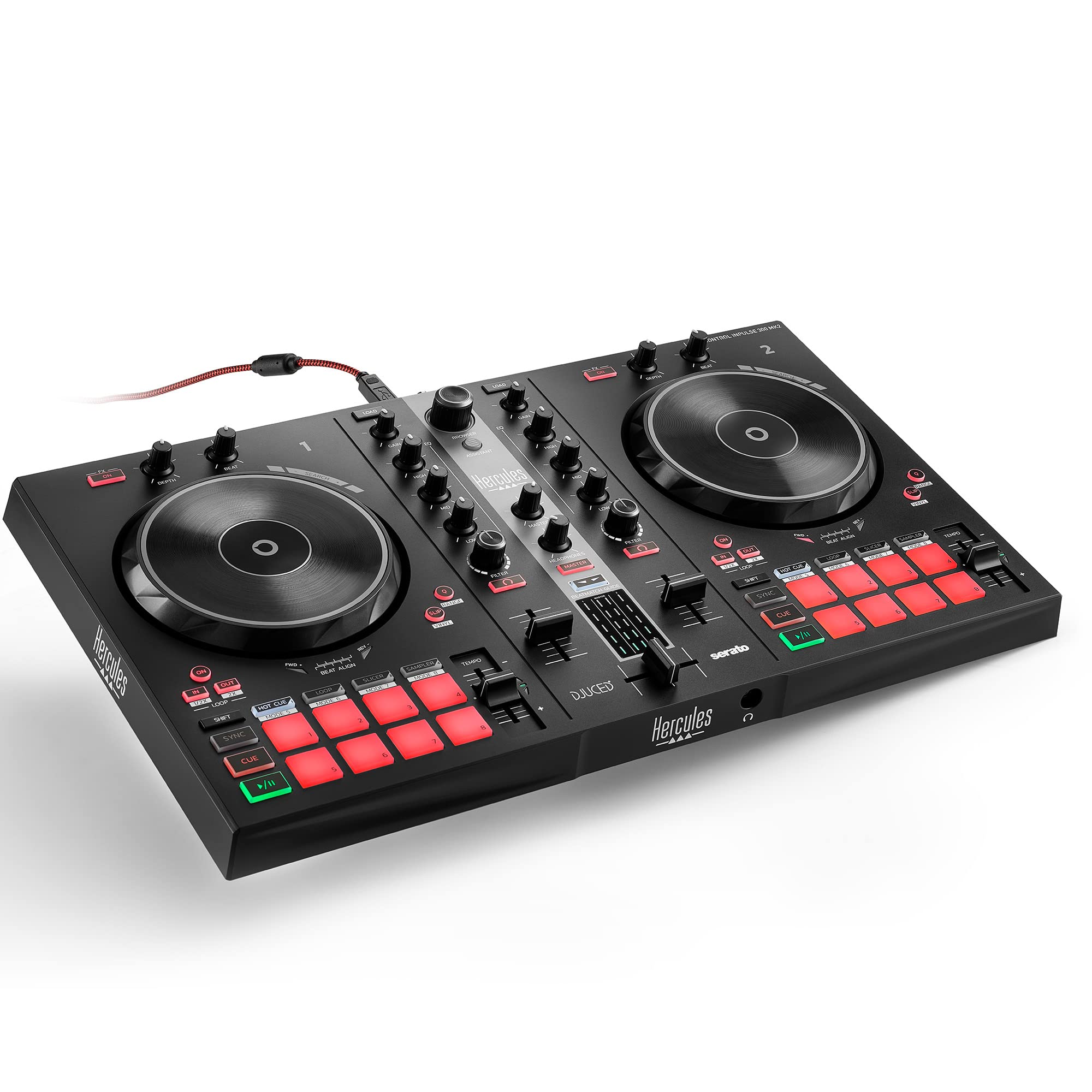Hercules DJ Controller 4780944 - Professional USB DJ Mixer for Serato DJ, Perfect for Clubs, Parties & Home DJing