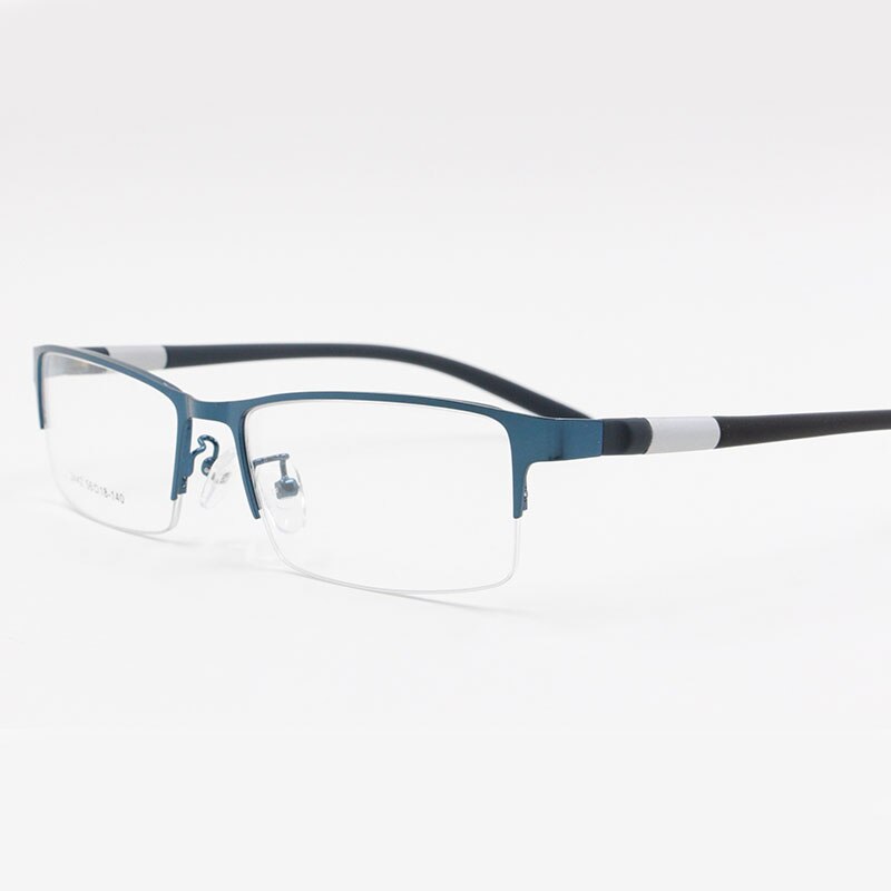 Bclear Men's Alloy Square Semi-Rimless Eyeglasses B2442 - Stylish Lightweight Metal Frame Glasses for Work, Reading & Everyday Wear