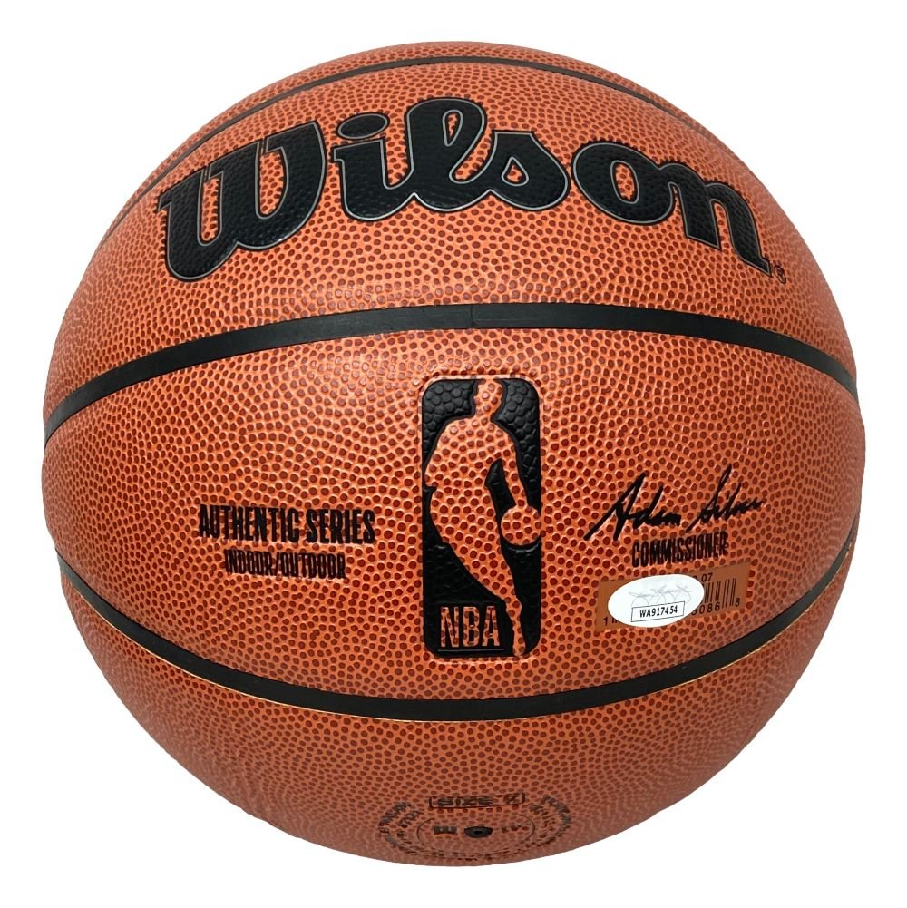 Authentic Allen Iverson Philadelphia 76ers Signed Wilson NBA I/O Replica Basketball with JSA ITP Certificate & Display Case - Perfect for Collectors, Sports Memorabilia Fans, and Home Office Decor
