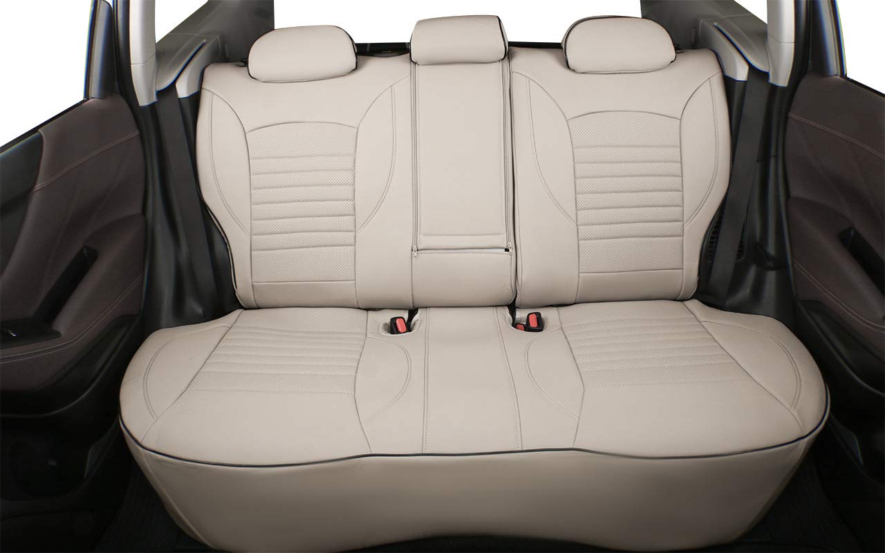 Premium Leather Car Seat Covers Full Set for Subaru Forester 2014-2018 - Custom Fit Front & Back Seats, Beige - Durable Seat Protector Accessories for Comfort & Style | Perfect for Road Trips, Family Travel & Daily Commute