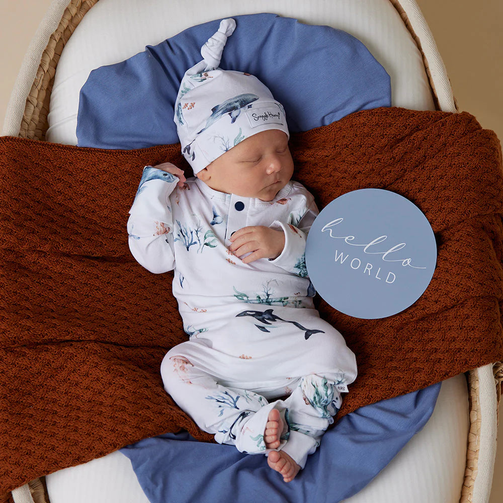 Snuggle Hunny Reversible Milestone Baby Cards - Ocean & Indigo Colors for Newborn Photo Shoots and Monthly Growth Tracking