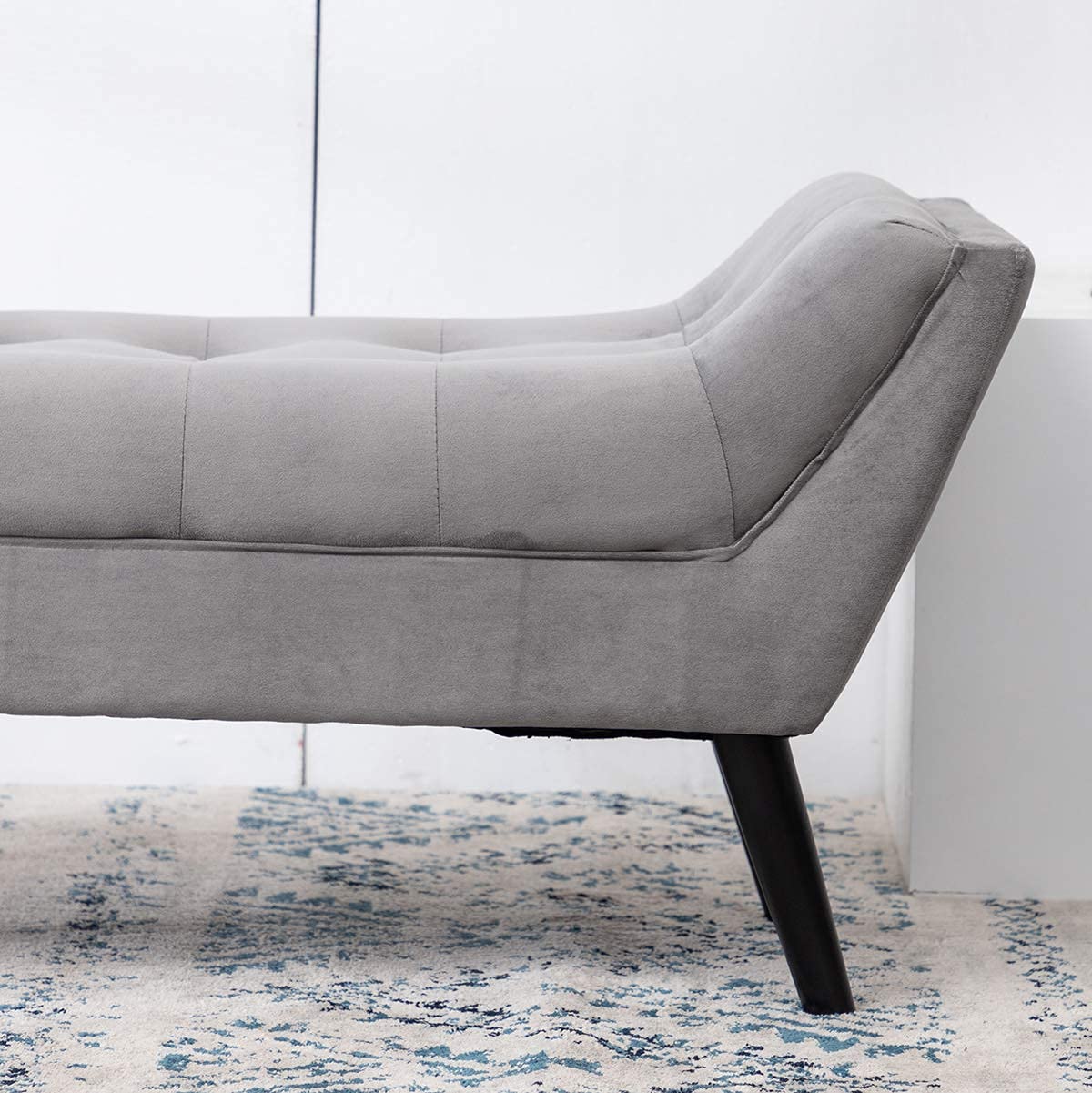 Haobo Tufted Fabric Upholstered Bed Bench Ottoman Footstool - 2-Seater Gray Storage Stool for Bedroom, Living Room & Entryway - Perfect for Sitting, Lounging & Extra Storage