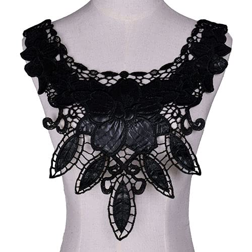 1pc Black Embroidery Venise Sequin Floral Embroidered Applique Lace Trim for Dresses, Wedding Gowns & DIY Scrapbooking - Elegant Garment Accessories for Sewing, Costume Design and Craft Projects