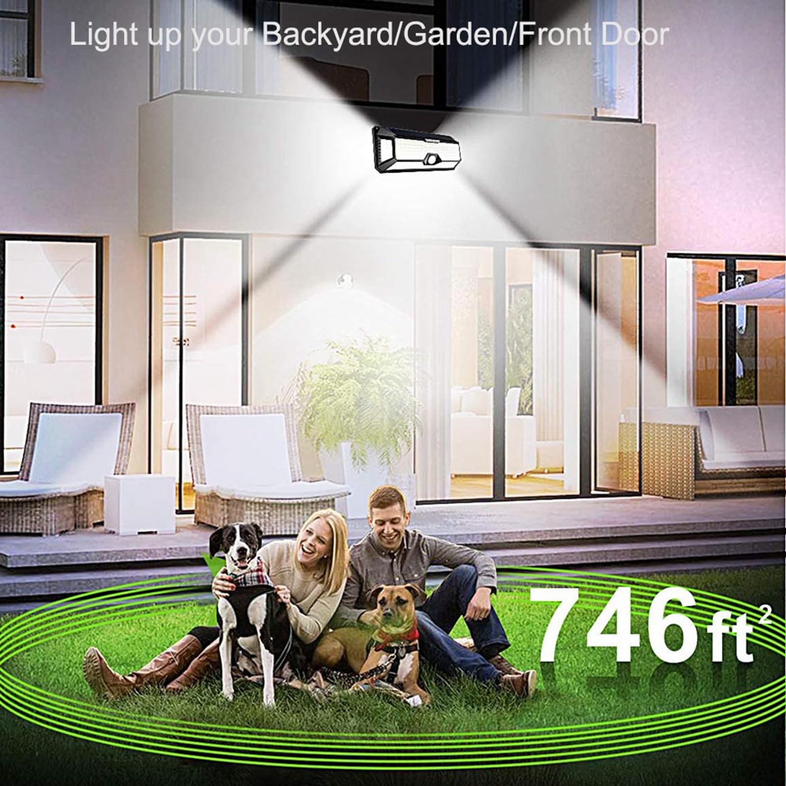 LECLSTAR 4000Lm 268 LED Solar Security Lights - IP65 Waterproof Motion Sensor Outdoor Flood Lights with 4 Wide Angles & 3 Modes | Solar Powered Wireless Wall Lighting for Yard, Garden, Patio, Driveway Security