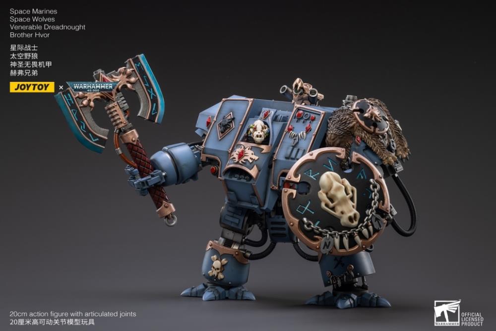JOYTOY 1/18 Scale Warhammer 40K Space Wolves Venerable Dreadnought Brother Hvor Action Figure - Collectible Model for Warhammer Fans & Tabletop Gaming Enthusiasts