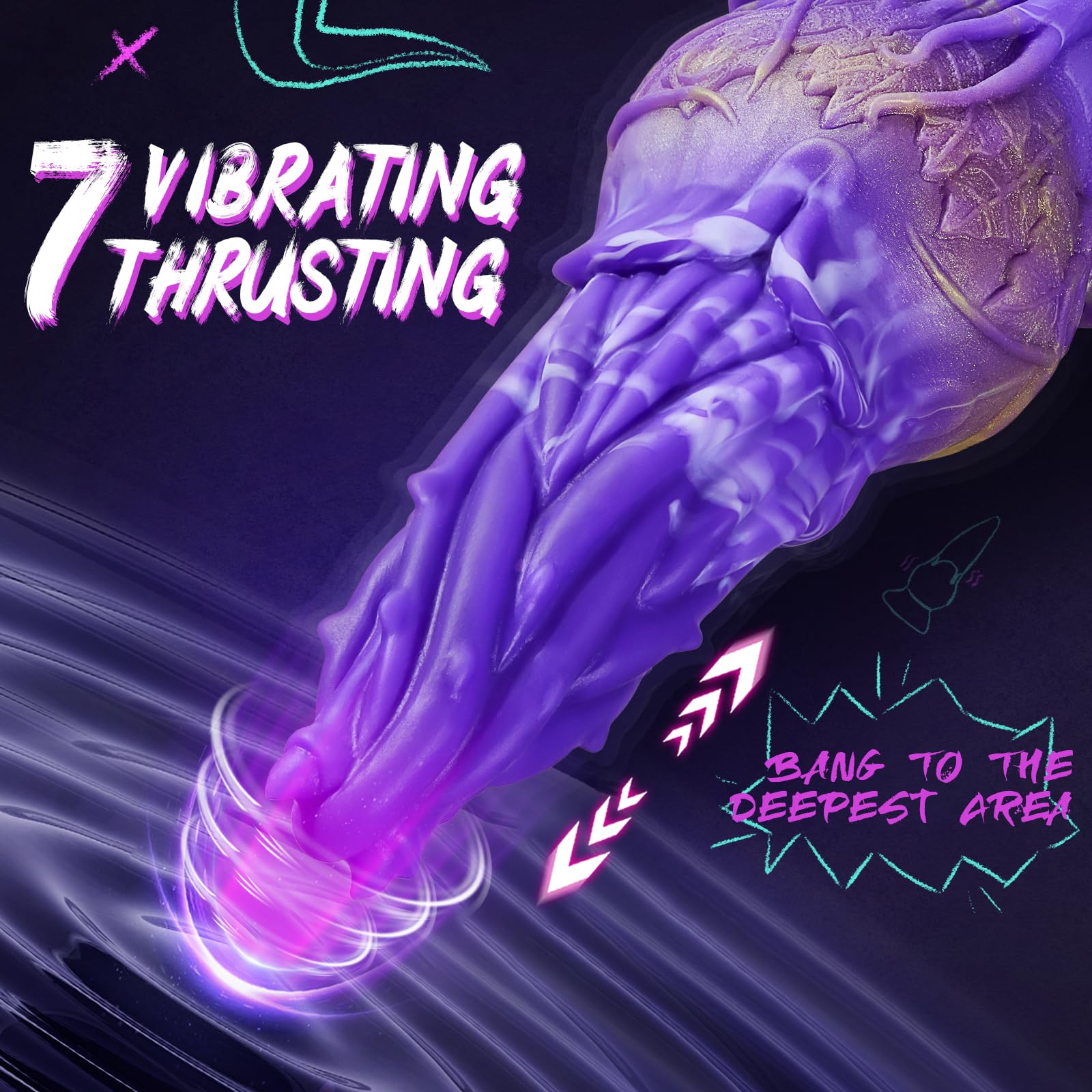 Monster G-Spot Octopus Dildo - 7 Thrusting & Vibrating Modes, 8.66 Inch Remote Control Fantasy Sex Toy with Suction Cup for Women & Couples - Perfect for Solo Play, Couples Exploration & Fantasy Fulfillment
