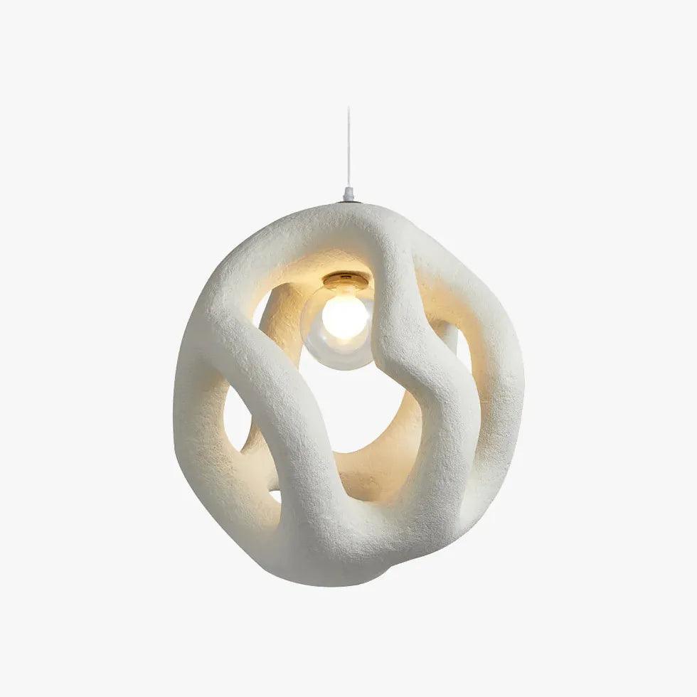Modern Spherical Hollow Pendant Light - Sand-Colored Lampshade for Living Room, Bedroom, or Dining Room Decor