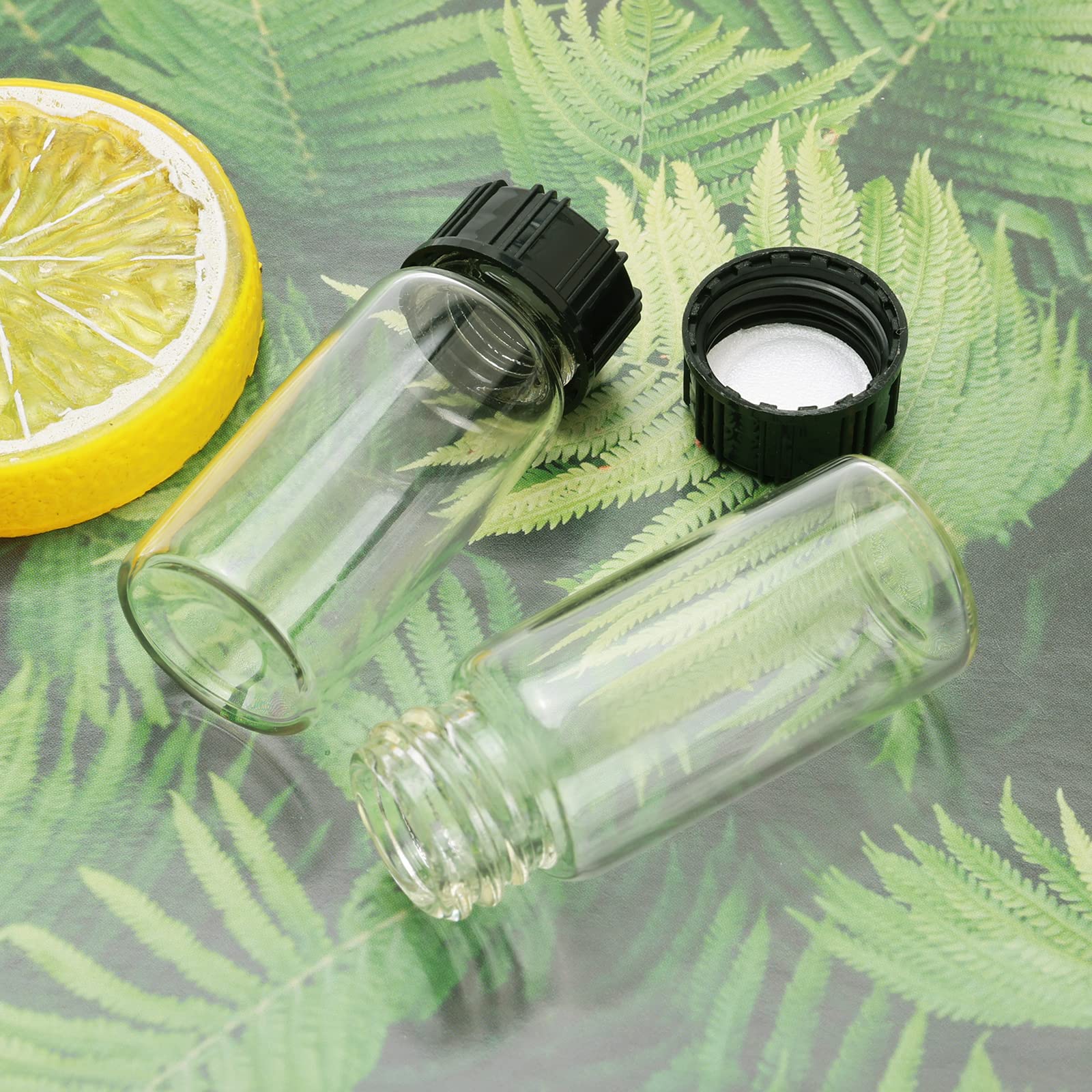0.3 Oz Clear Glass Vials with Screw Cap - 10 Pack Empty Sample Bottles for Essential Oils, Perfume, Travel & DIY Liquids - Leak Proof Small Glass Containers for Cosmetics, Medicine & Laboratory Use