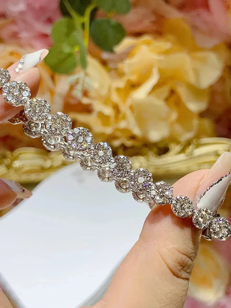 18K White Gold Diamond Bracelet for Women - 8.88 Carat Natural Round Cut Diamond Tennis Bracelet | Luxury Engagement Jewelry Gift for Anniversary, Valentine's Day & Special Occasions