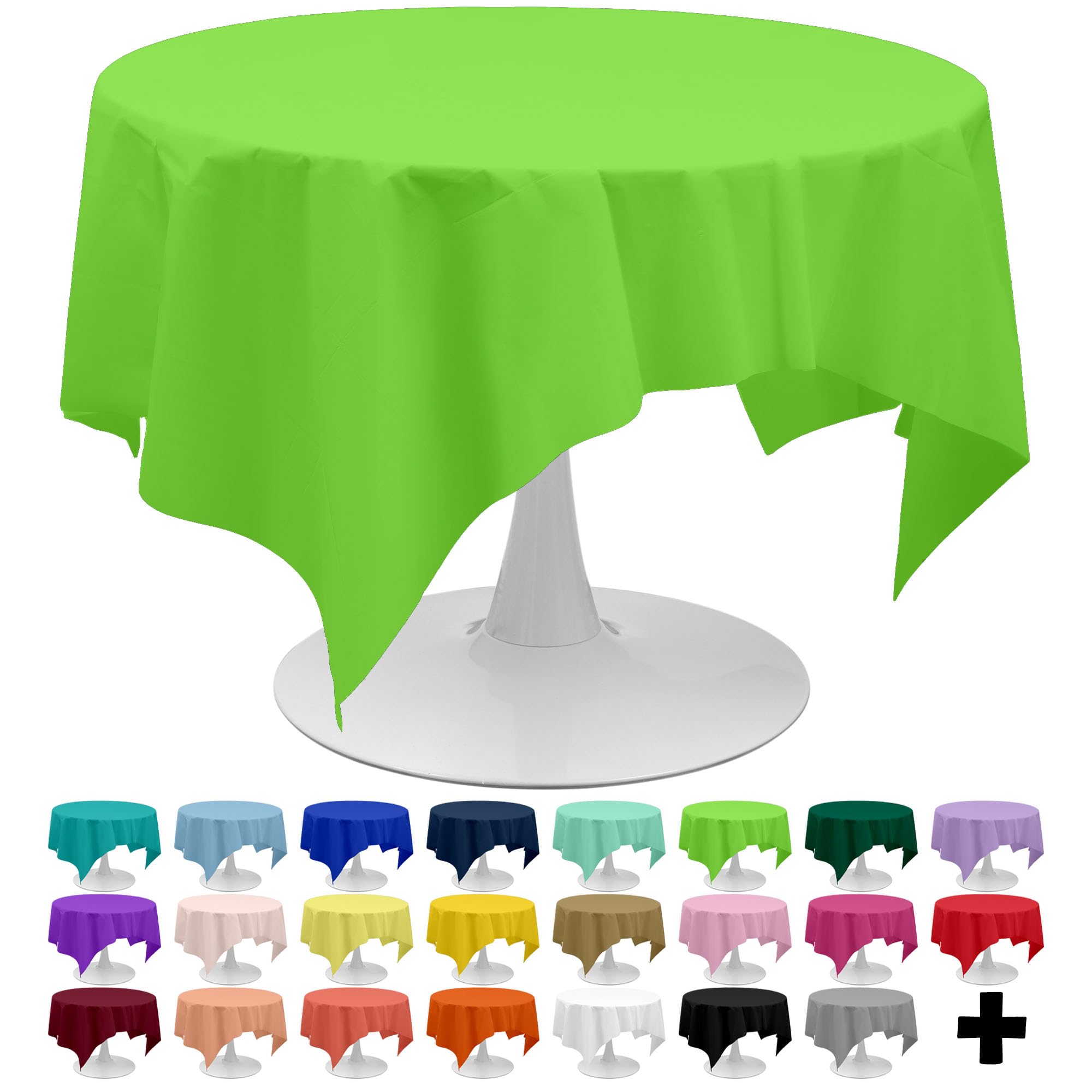 Premium Lime Green Plastic Tablecloths - 3 Pack Disposable Round Table Covers (84 Inches) for Parties, Dining & Kitchen Decor | Waterproof & Easy Clean for Indoor/Outdoor Events