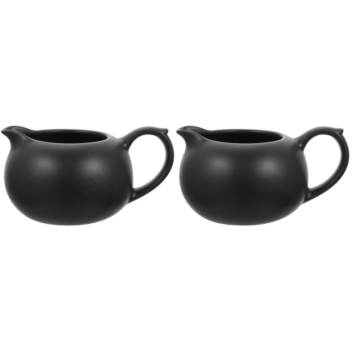 BESTonZON 2-Pack Ceramic Creamer Pitcher Set - Mini Milk Jug for Coffee, Tea, Syrup & Sauce | Perfect for Coffee Shops, Breakfast Tables & Home Kitchens