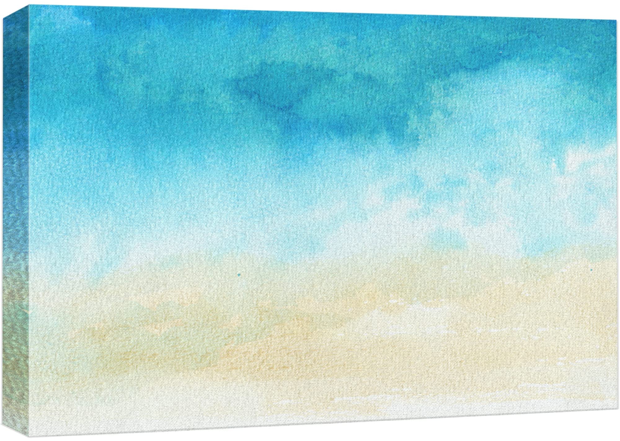 Wall26 Abstract Seascape Canvas Print - Blue Clouds Watercolor Nature Art, Modern Rustic Wall Decor for Living Room, Bedroom, Office - 32x48 Inches - Perfect for Coastal, Boho & Farmhouse Interior Design