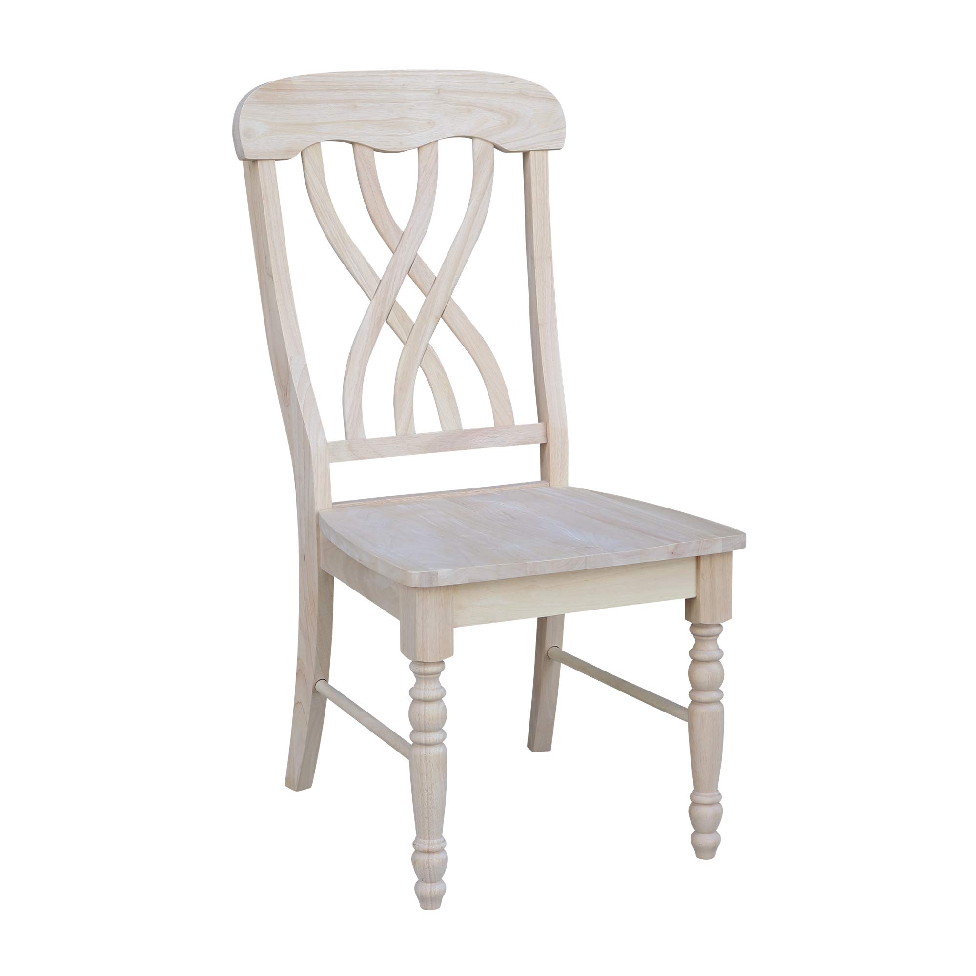 IC International Concepts Latticeback Chairs - Unfinished Wooden Dining Chairs Set of 2 - Rustic Farmhouse Kitchen Furniture for Home & Restaurant Decor